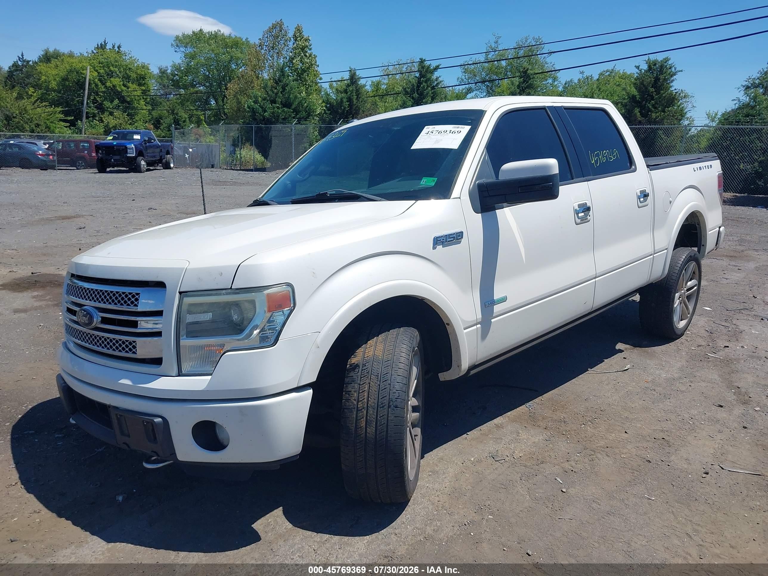 2013 Ford F-150 Limited White vin: 1FTFW1ETXDFA85448