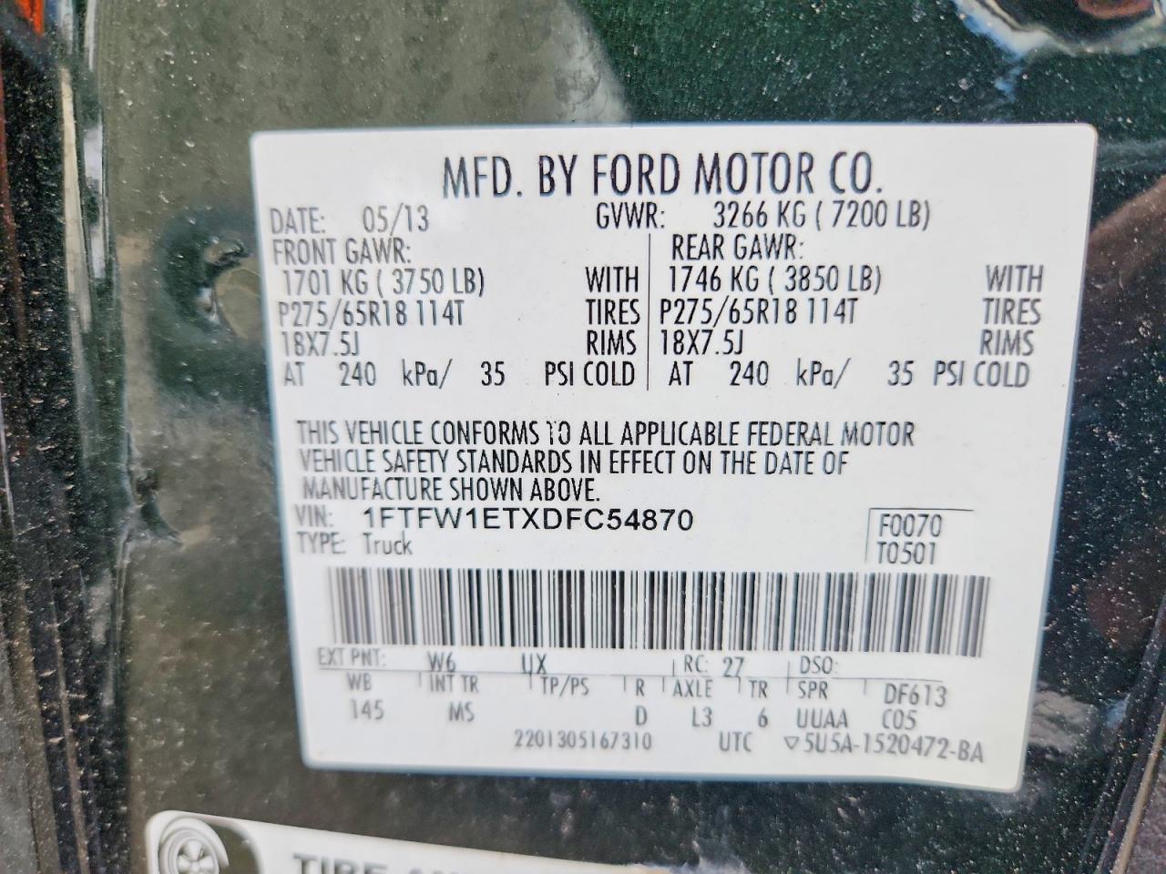 2013 Ford F150 Supercrew Green vin: 1FTFW1ETXDFC54870