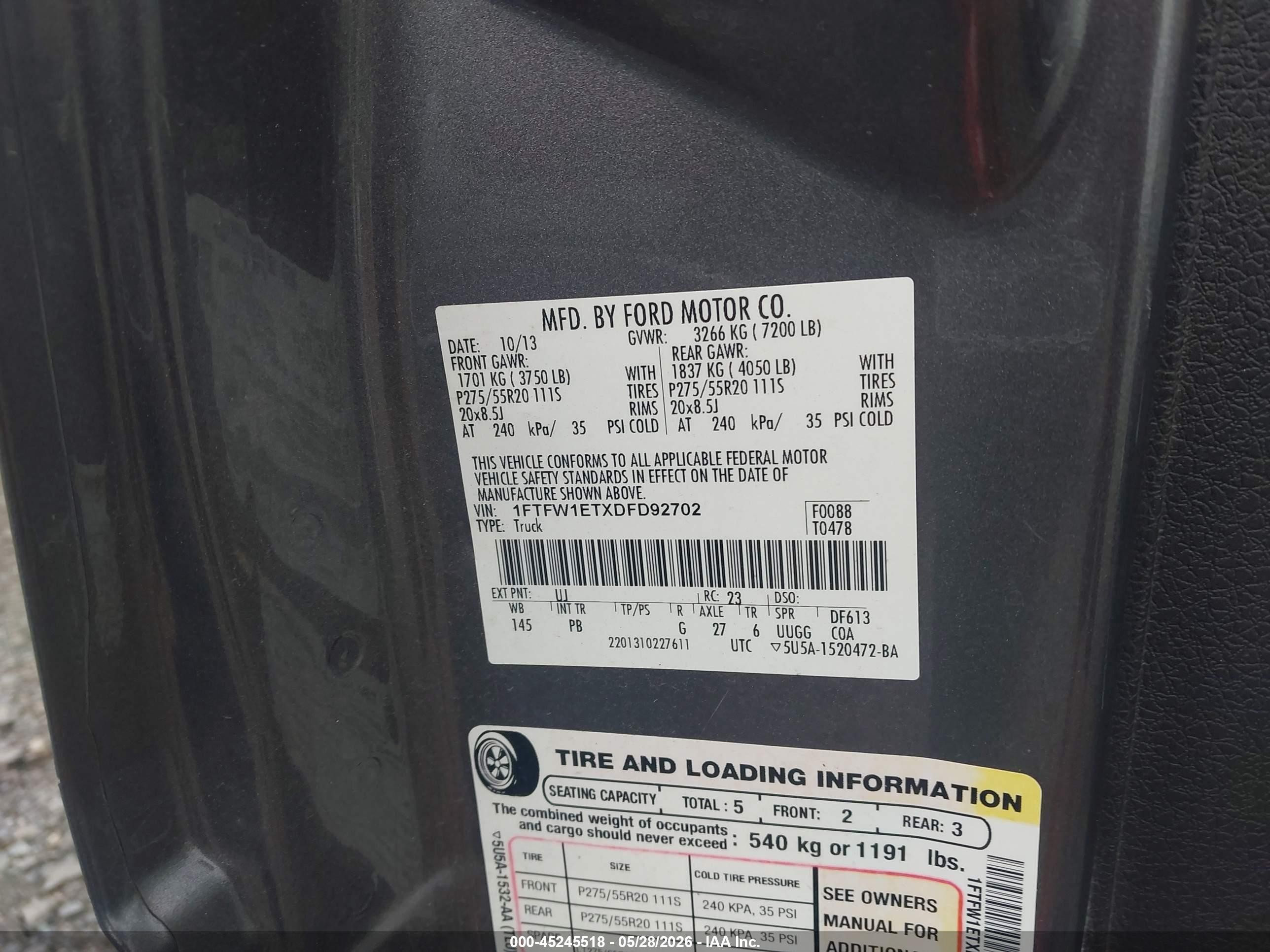 2013 Ford F-150 Platinum Серебряный vin: 1FTFW1ETXDFD92702