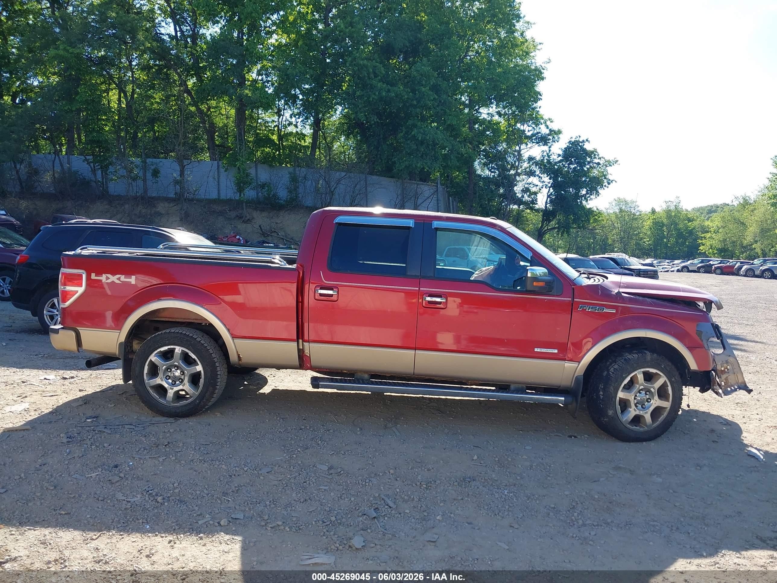 2013 Ford F-150 Lariat Red vin: 1FTFW1ETXDKD71128