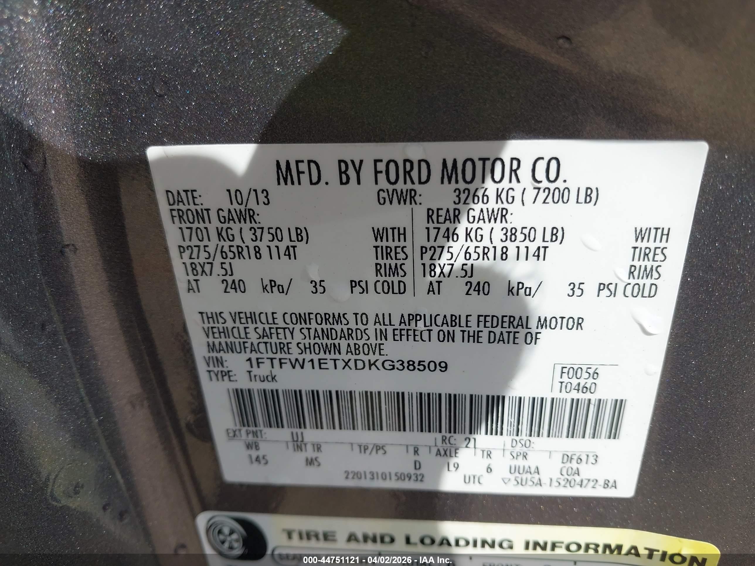 2013 Ford F-150 Xlt Серый vin: 1FTFW1ETXDKG38509