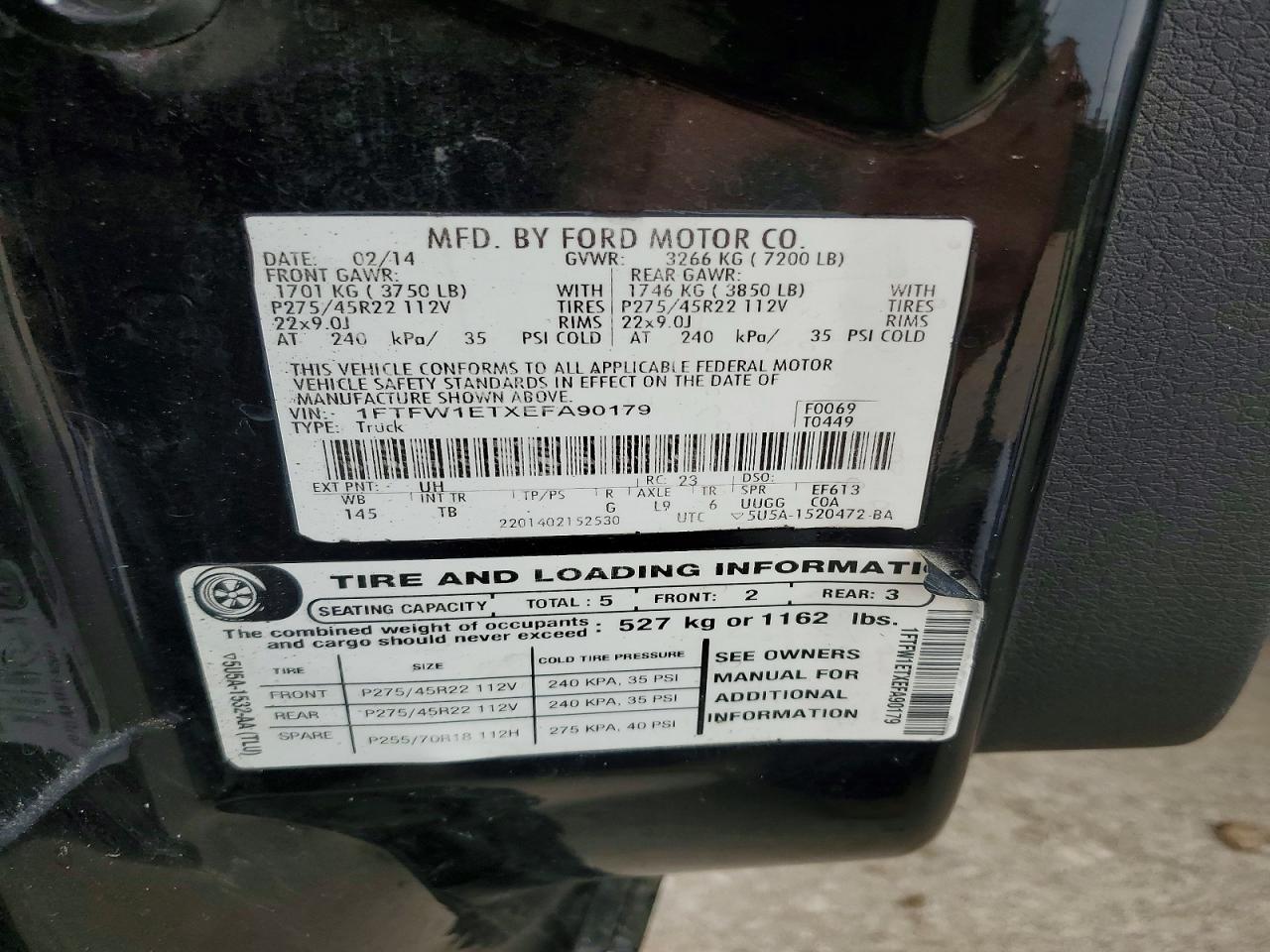 2014 Ford F150 Supercrew Черный vin: 1FTFW1ETXEFA90179