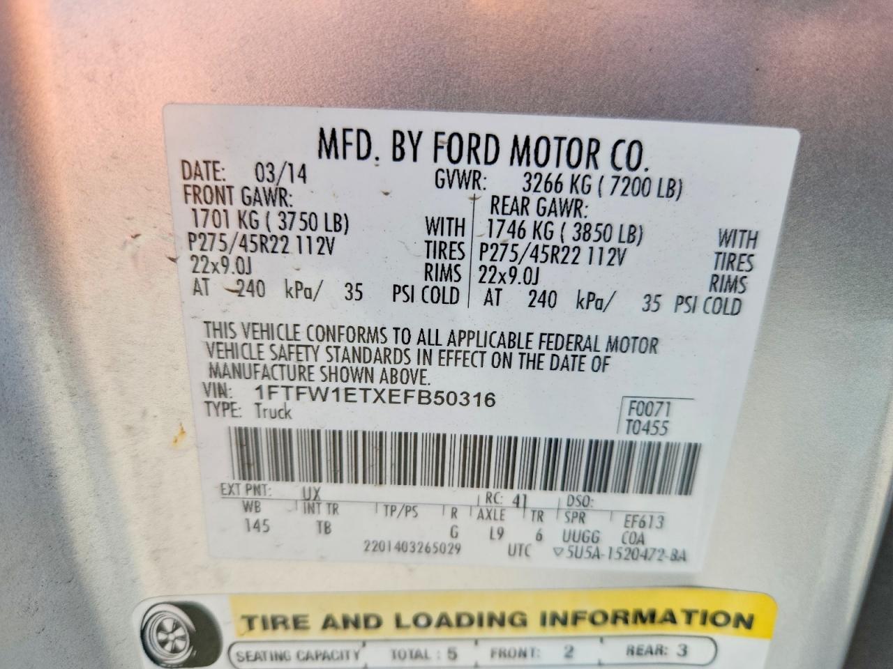 2014 Ford F150 Supercrew Silver vin: 1FTFW1ETXEFB50316