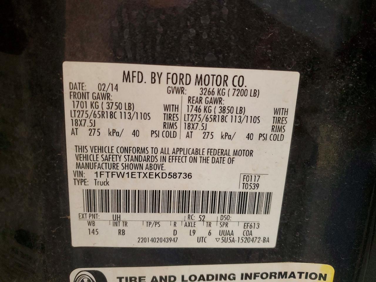 2014 Ford F150 Supercrew Black vin: 1FTFW1ETXEKD58736
