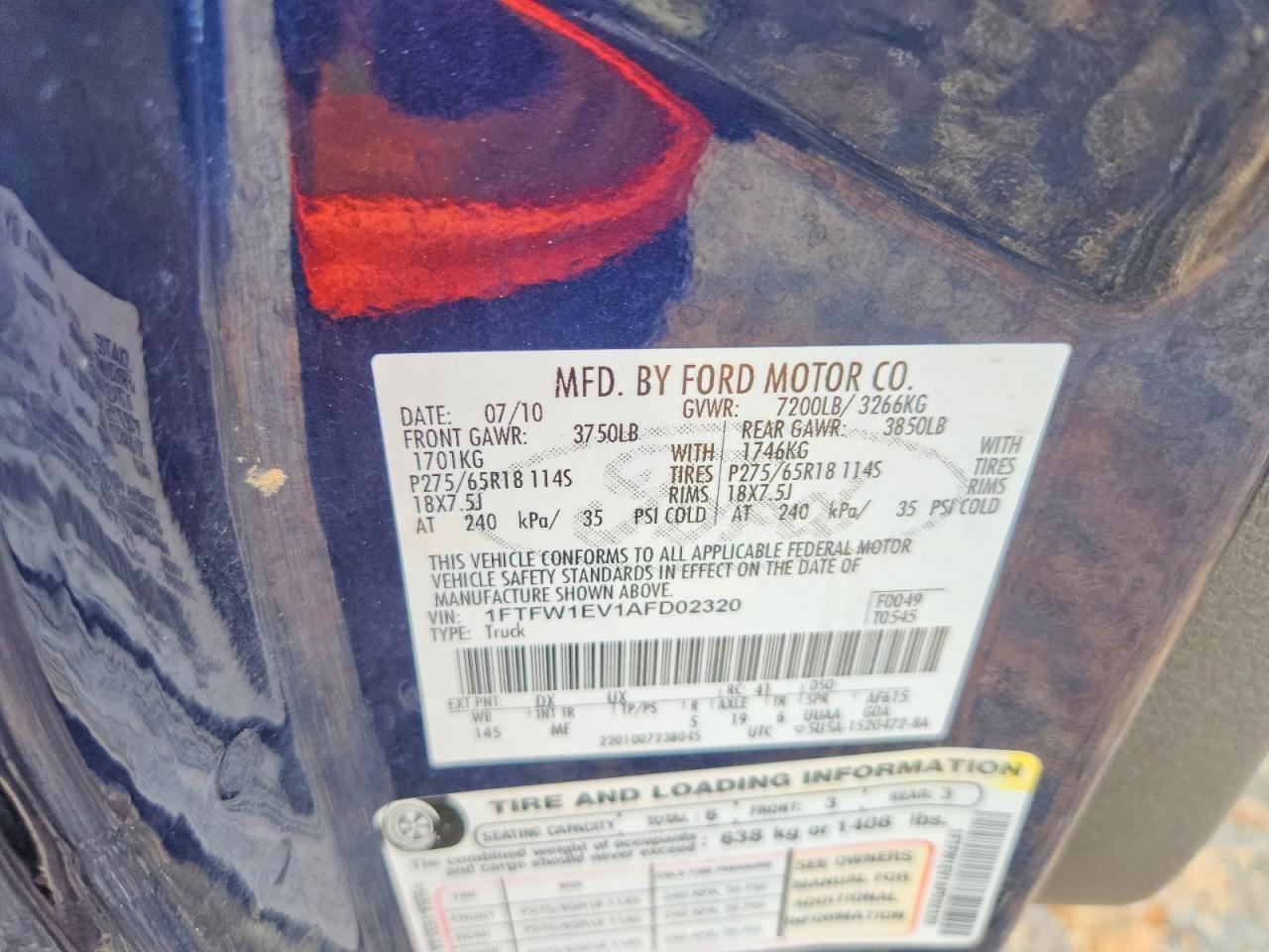 2010 Ford F150 Supercrew Синий vin: 1FTFW1EV1AFD02320