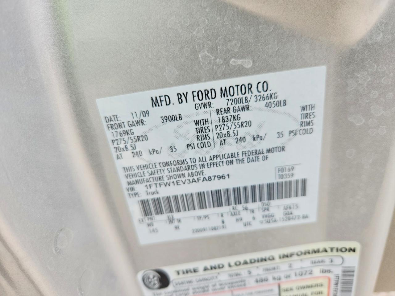 2010 Ford F150 Supercrew Silver vin: 1FTFW1EV3AFA87961