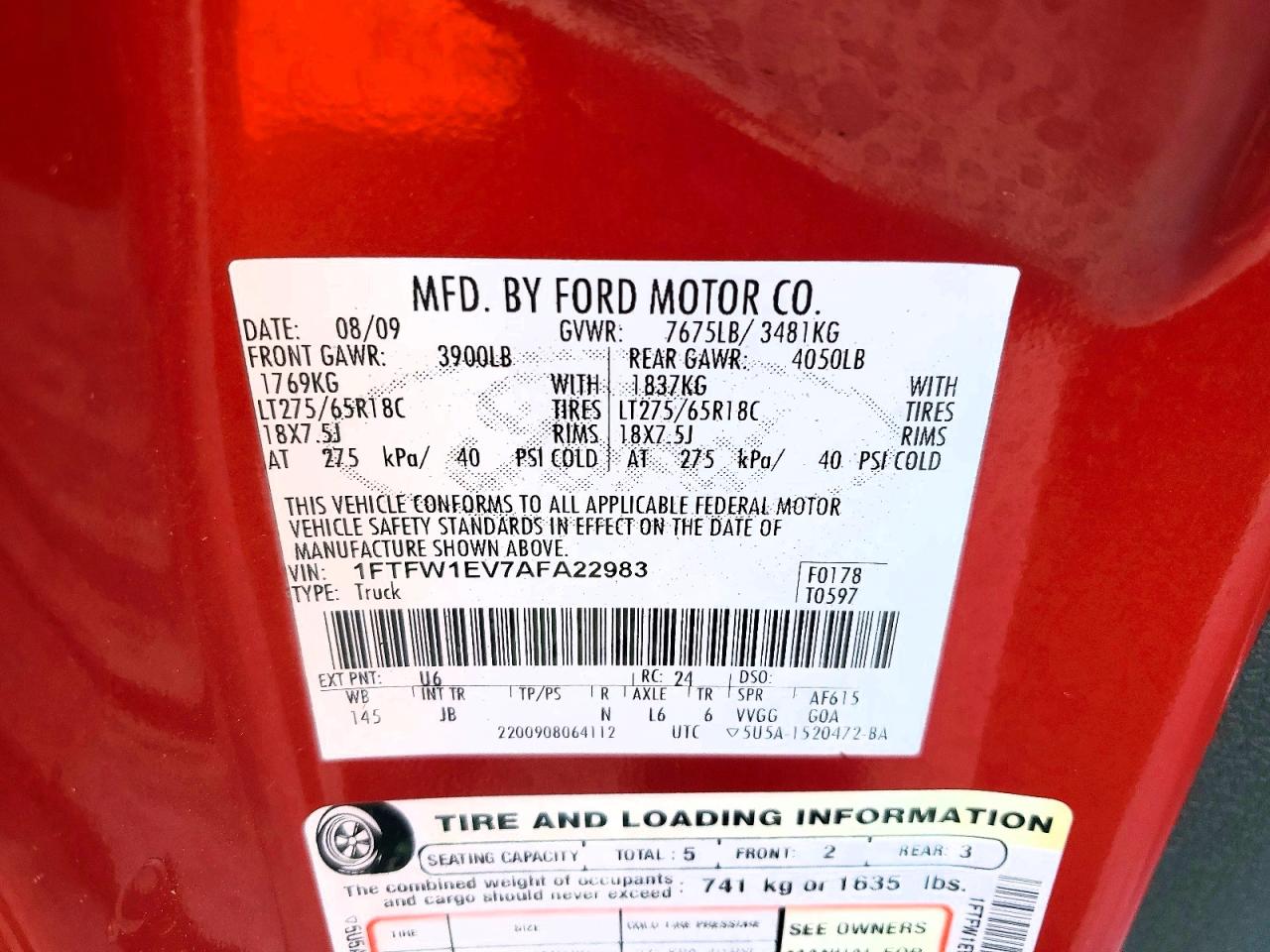 2010 Ford F150 Supercrew Burgundy vin: 1FTFW1EV7AFA22983