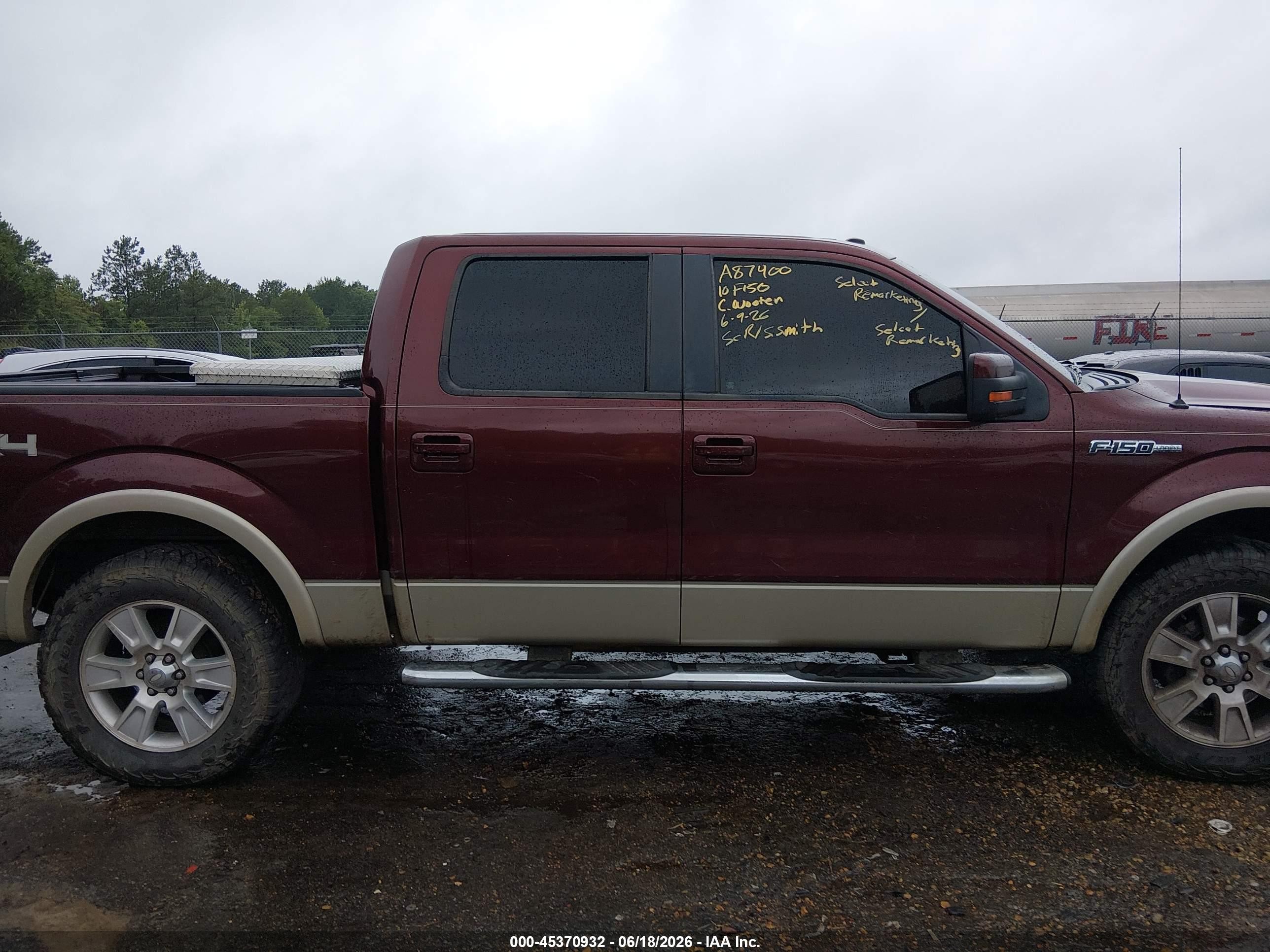 2010 Ford F-150 Fx4/harley-davidson/king Ranch/lariat/platinum/xl/xlt Maroon vin: 1FTFW1EV7AFA87400
