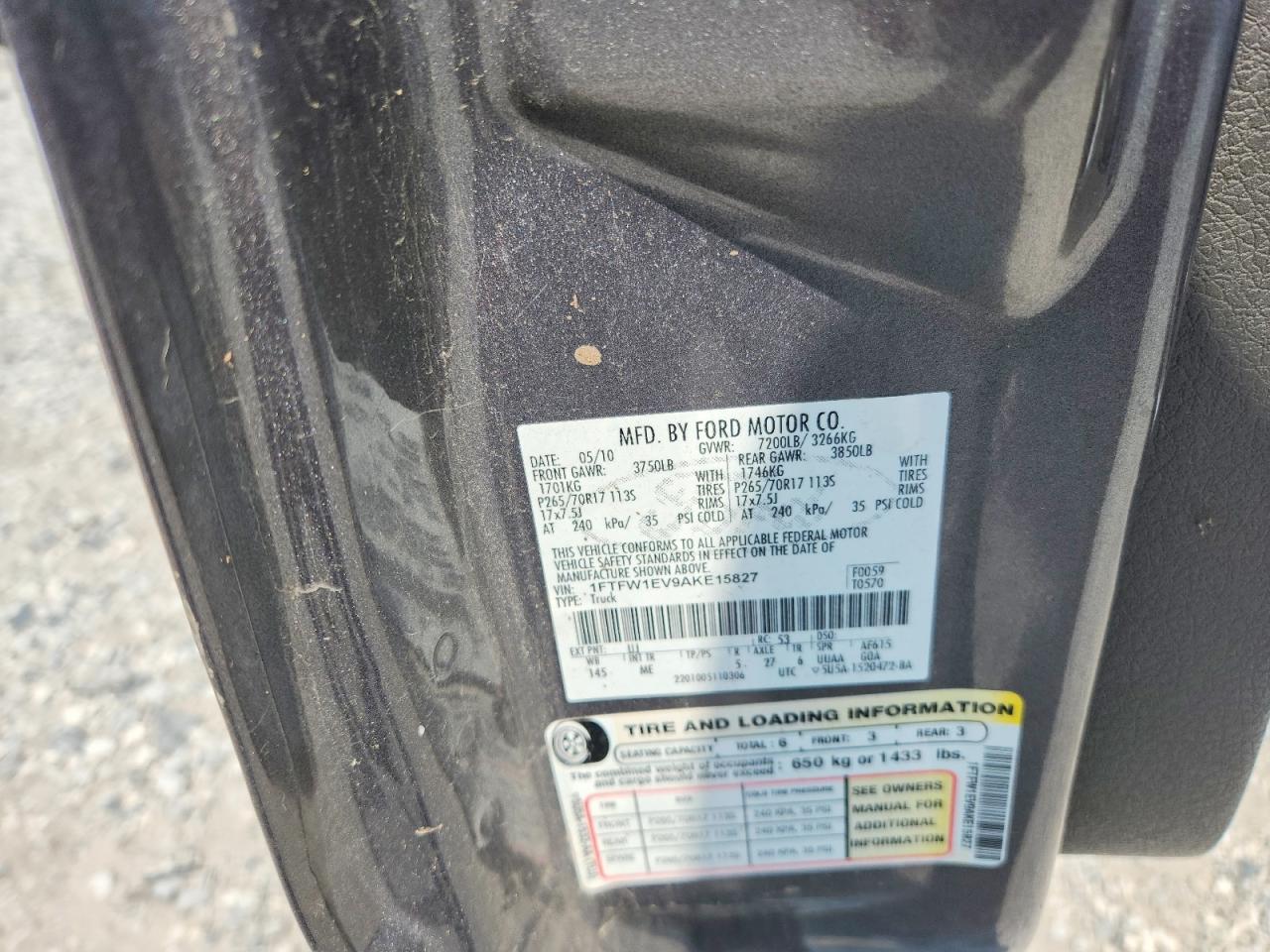 2010 Ford F150 Supercrew Gray vin: 1FTFW1EV9AKE15827