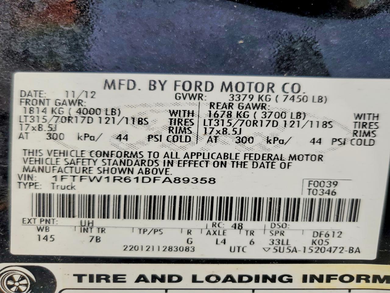 2013 Ford F150 Svt Raptor Black vin: 1FTFW1R61DFA89358