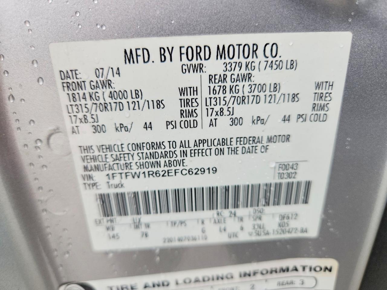 2014 Ford F150 Svt Raptor Blue vin: 1FTFW1R62EFC62919