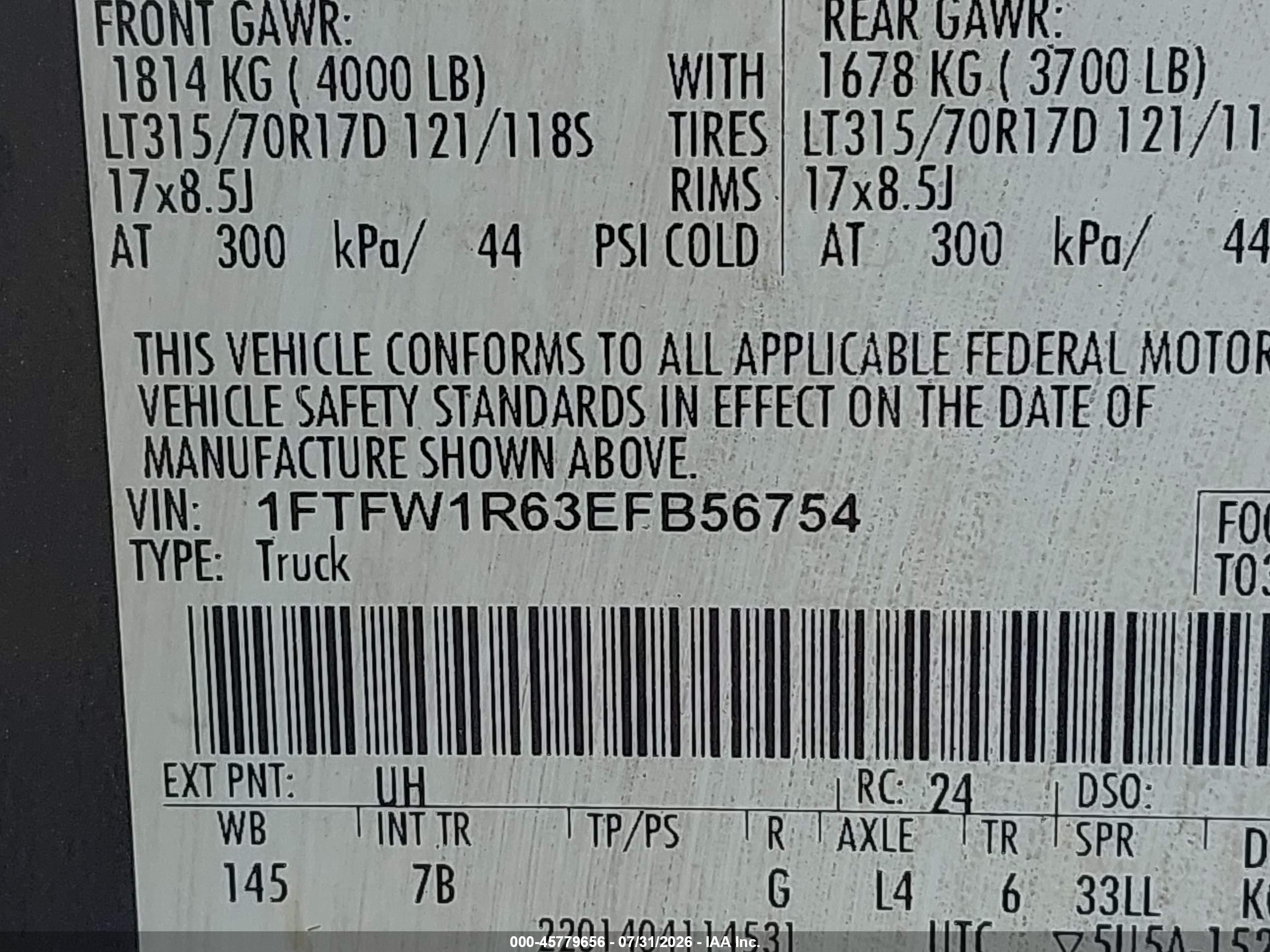2014 Ford F-150 Svt Raptor Black vin: 1FTFW1R63EFB56754
