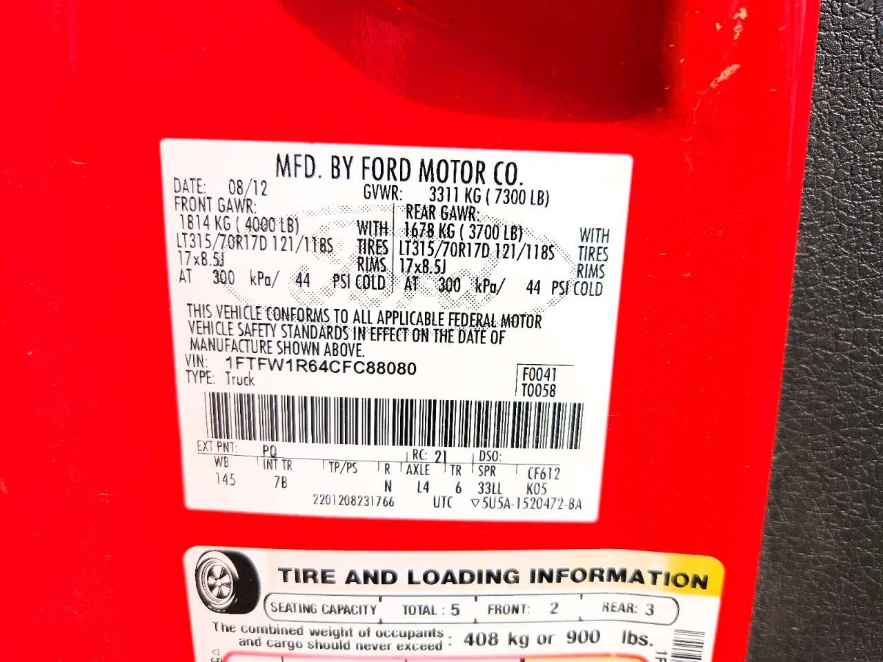 2012 Ford F150 Svt Raptor Red vin: 1FTFW1R64CFC88080