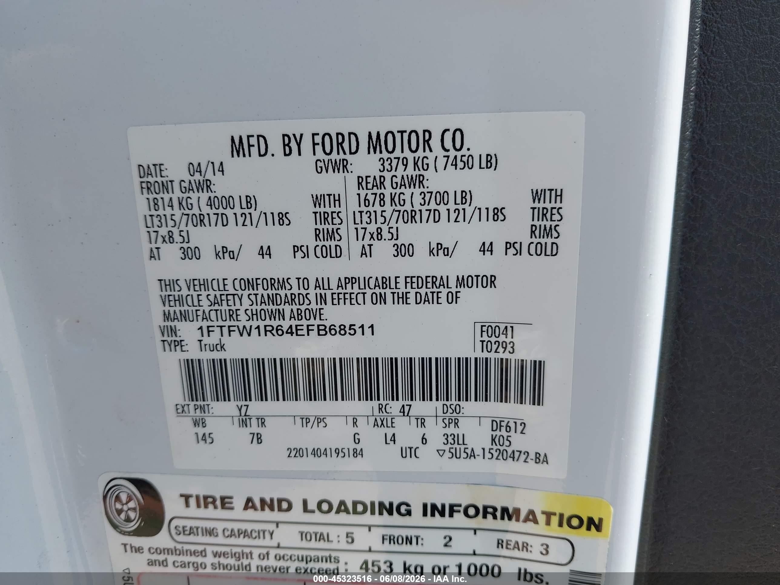 2014 Ford F-150 Svt Raptor White vin: 1FTFW1R64EFB68511