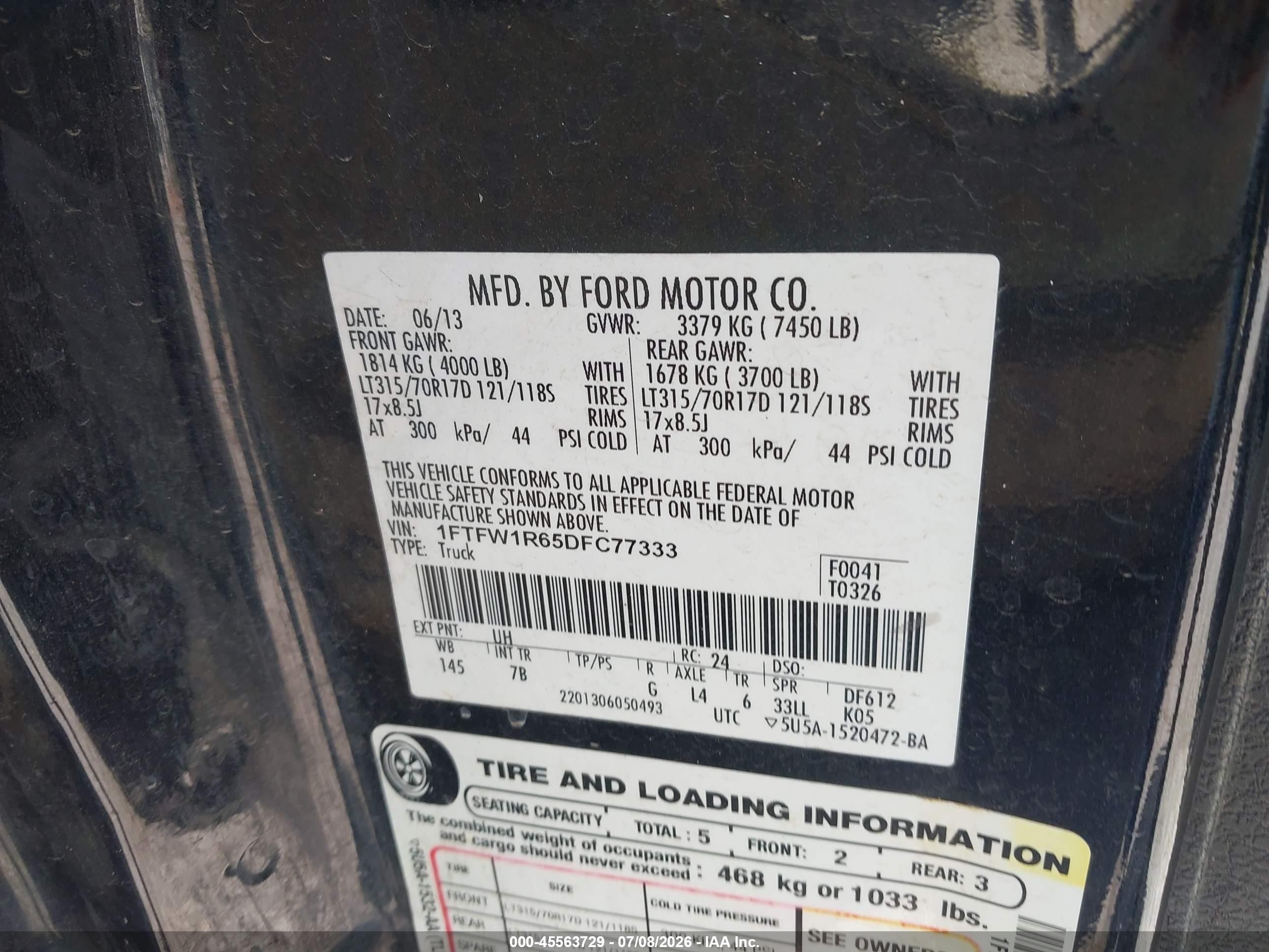 2013 Ford F-150 Svt Raptor Black vin: 1FTFW1R65DFC77333