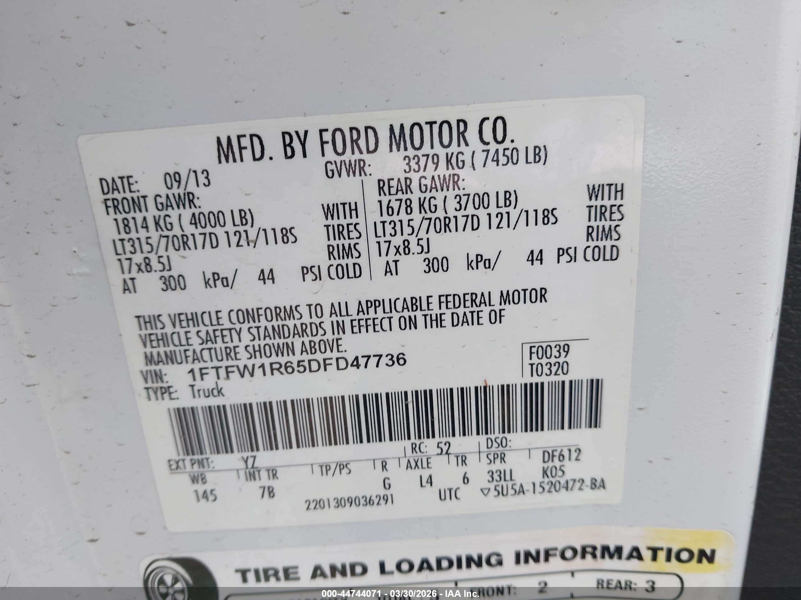 2013 Ford F-150 Svt Raptor White vin: 1FTFW1R65DFD47736