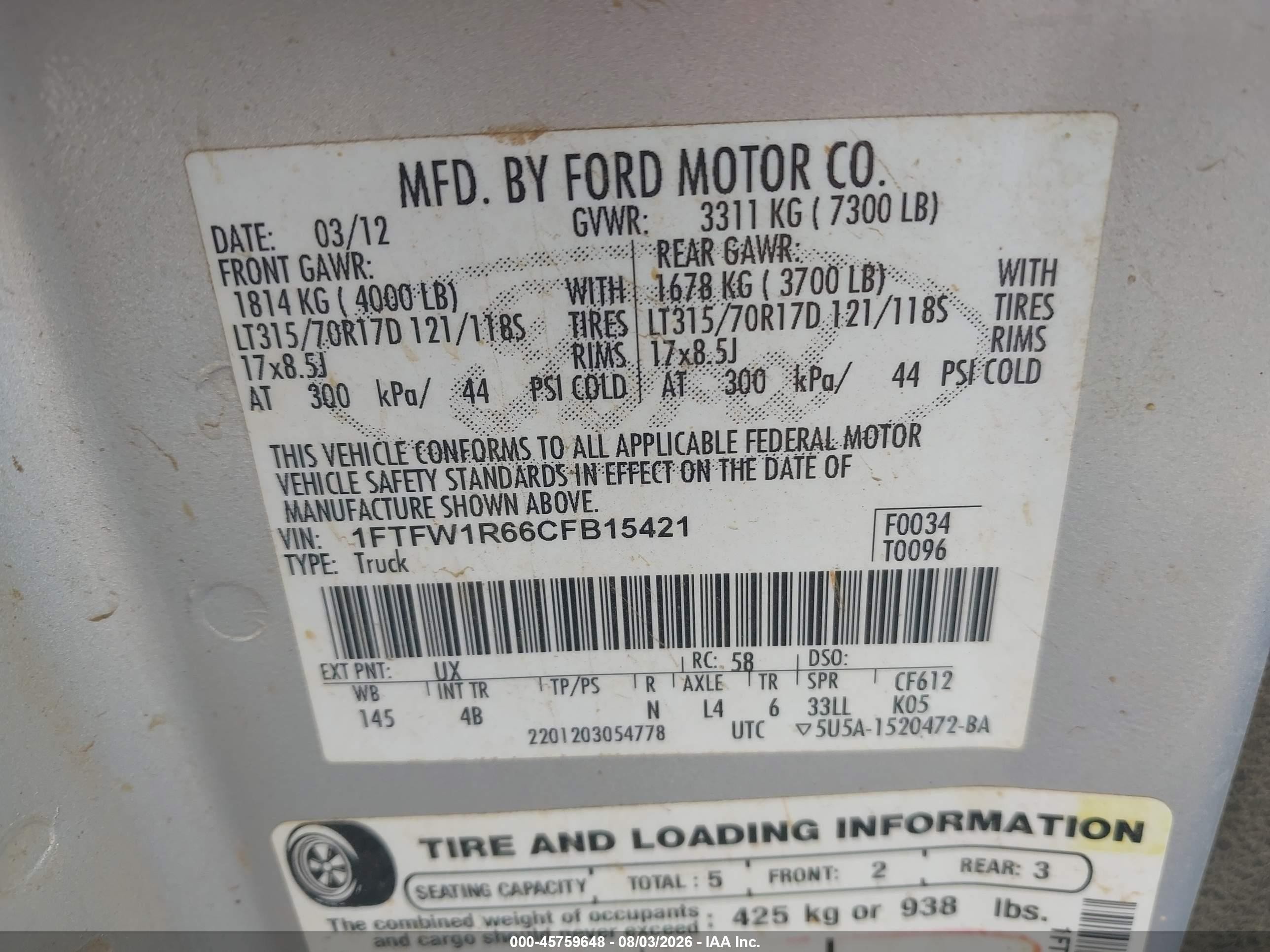 2012 Ford F-150 Svt Raptor Silver vin: 1FTFW1R66CFB15421