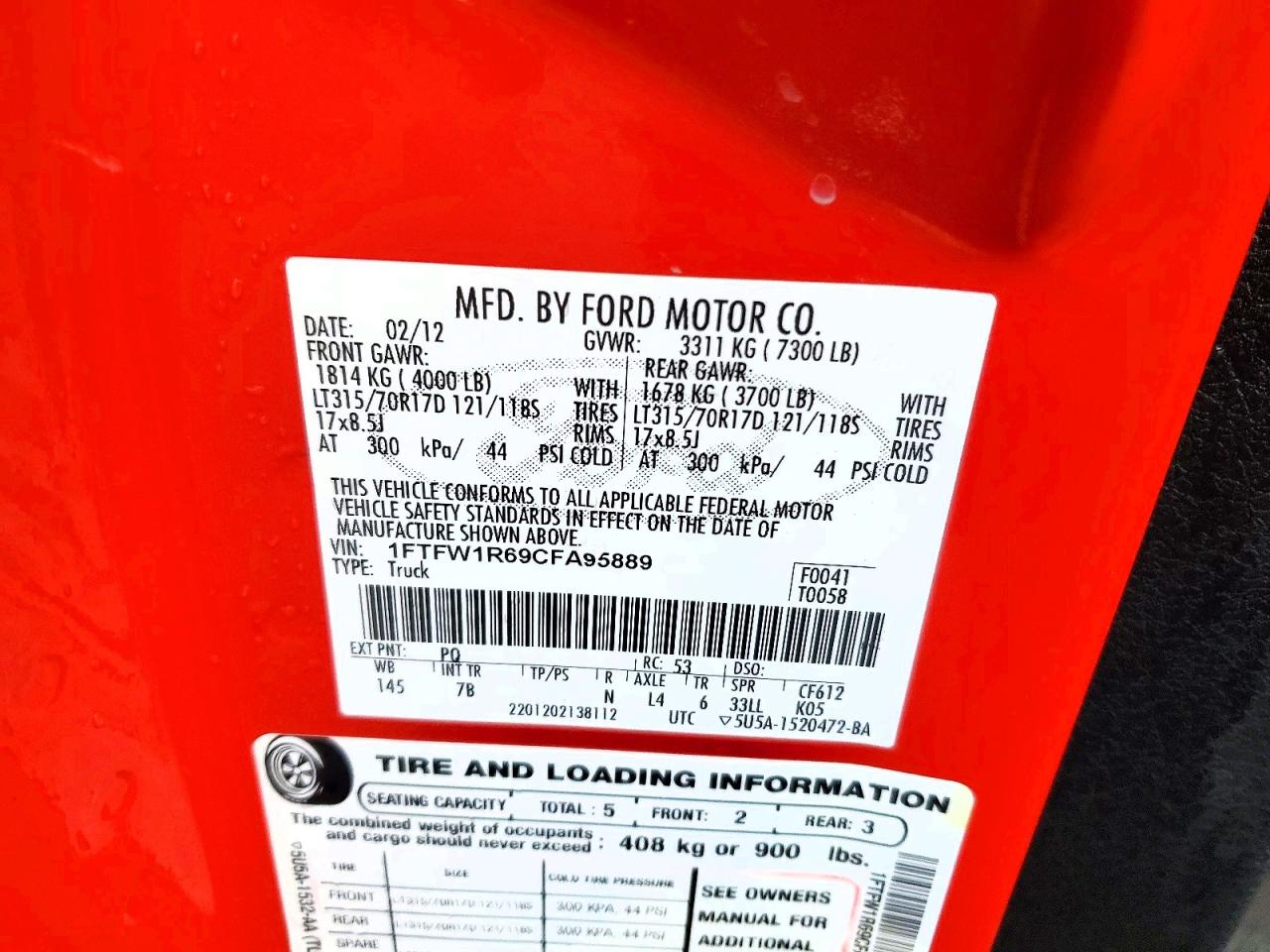 2012 Ford F150 Svt Raptor Red vin: 1FTFW1R69CFA95889