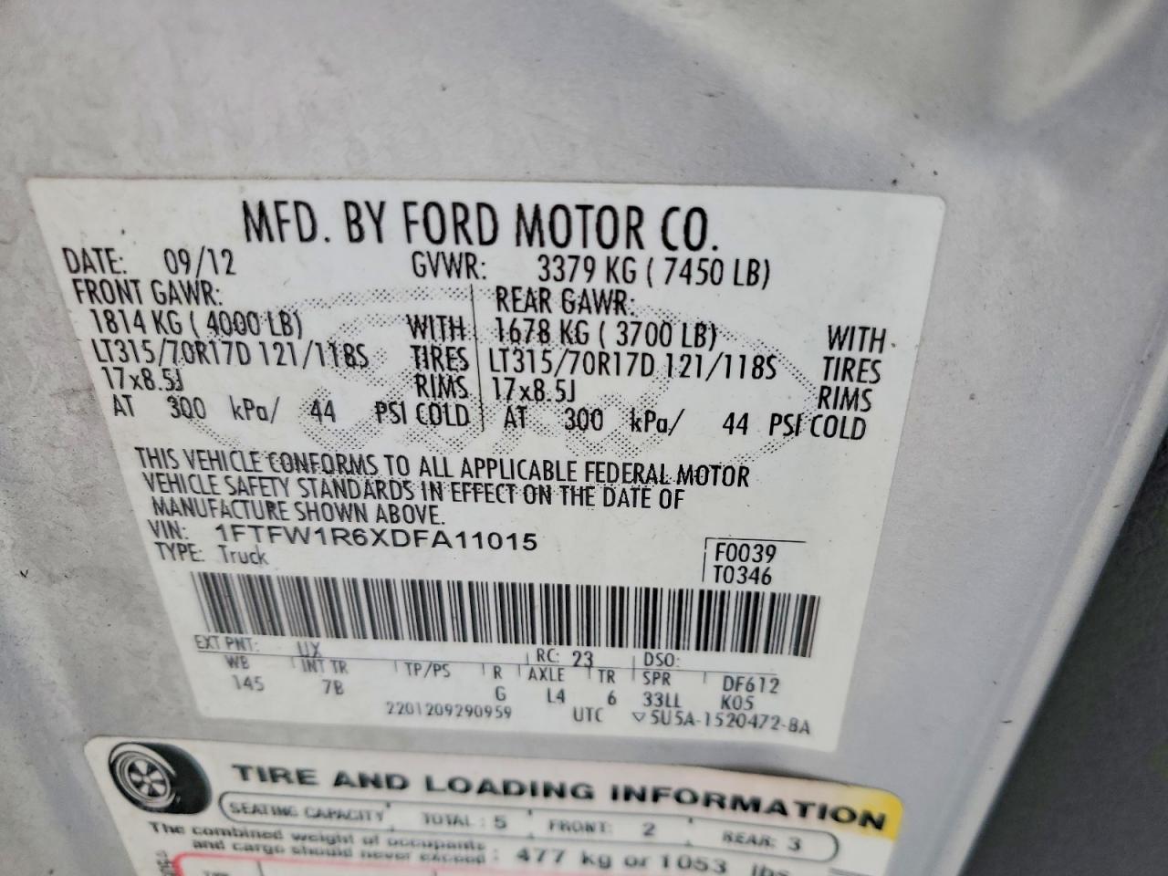 2013 Ford F150 Svt Raptor Gray vin: 1FTFW1R6XDFA11015