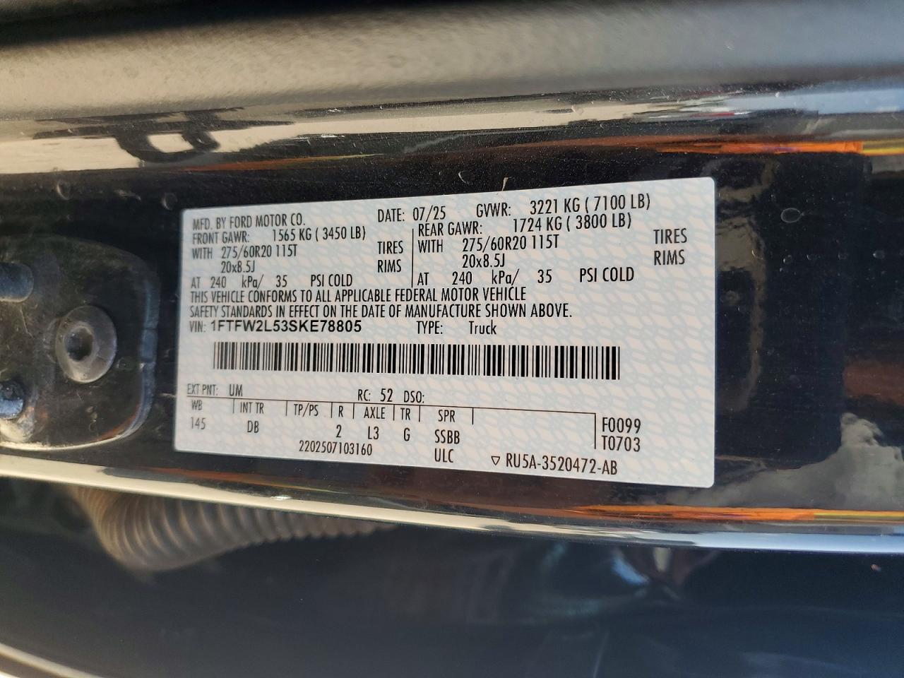 2025 Ford F150 Stx Black vin: 1FTFW2L53SKE78805