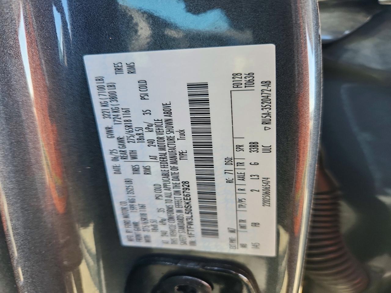 2025 Ford F150 Xlt Gray vin: 1FTFW3L50SKE67928