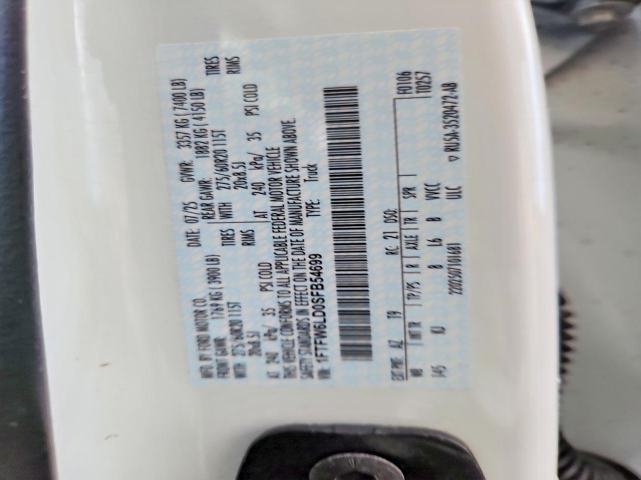 2025 Ford F150 King Ranch White vin: 1FTFW6LD0SFB54699