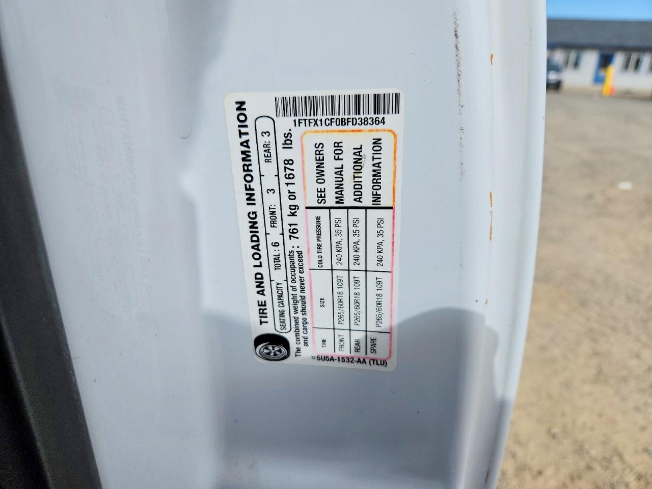 2011 Ford F150 Super Cab Белый vin: 1FTFX1CF0BFD38364