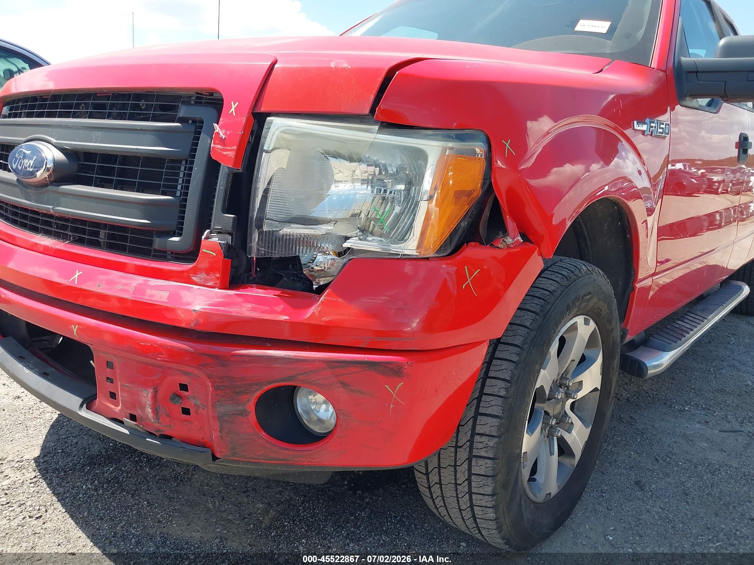 2013 Ford F-150 Fx2/lariat/stx/xl/xlt Red vin: 1FTFX1CF0DFD10874
