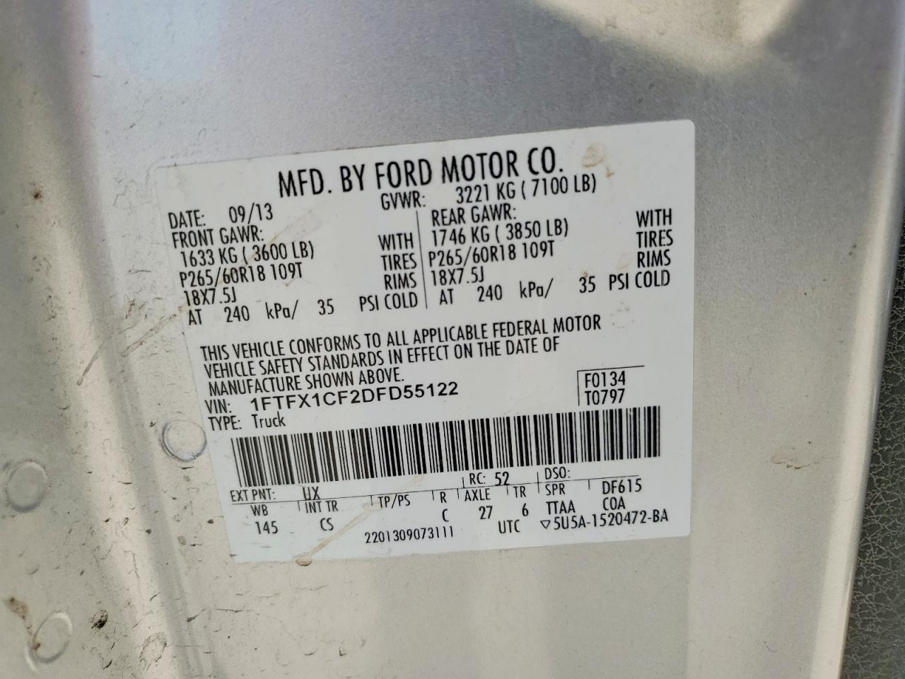 2013 Ford F150 Super Cab Серебряный vin: 1FTFX1CF2DFD55122