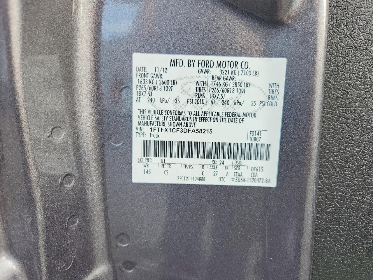 2013 Ford F150 Super Cab Gray vin: 1FTFX1CF3DFA58215