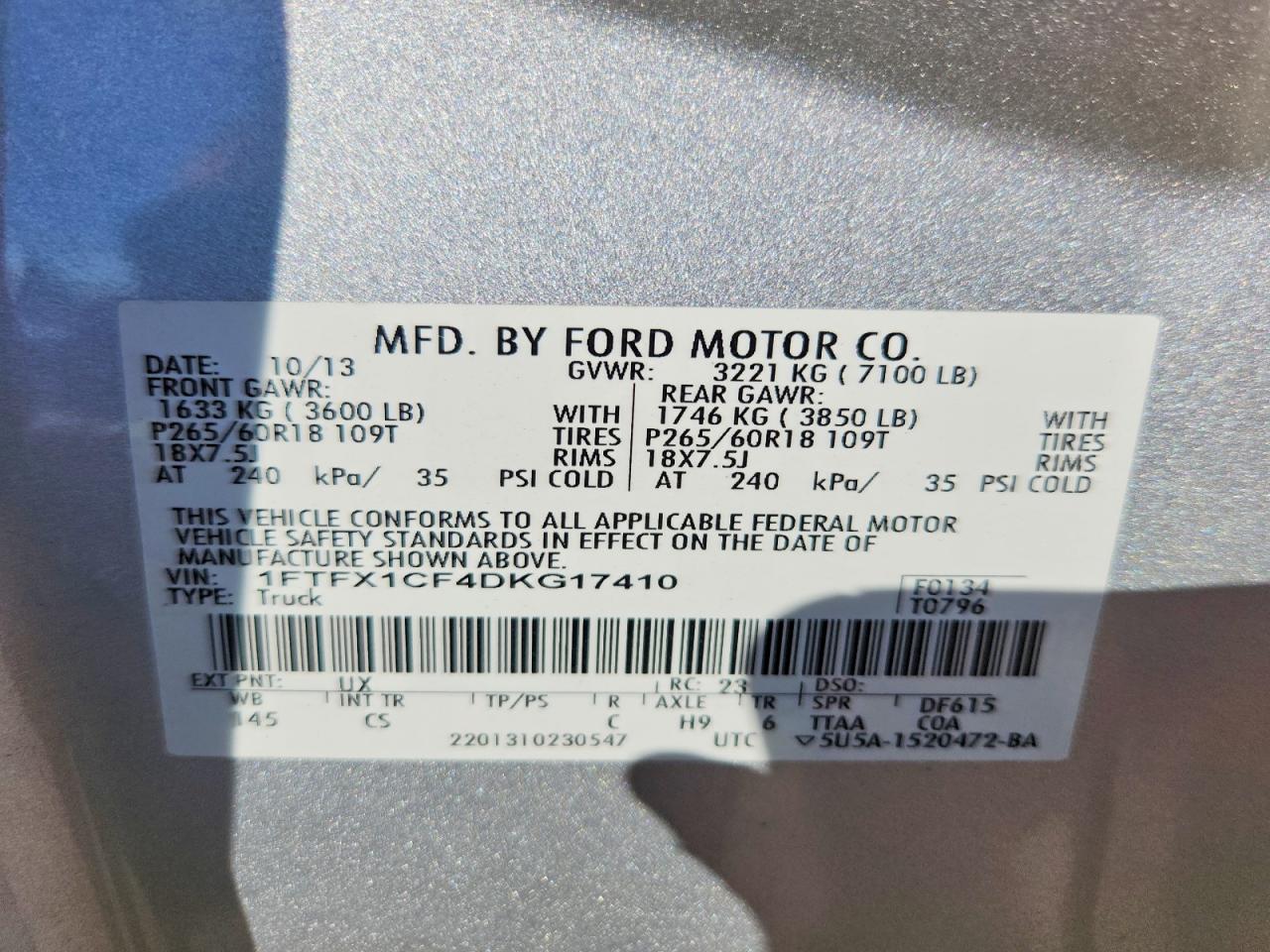 2013 Ford F150 Super Cab Silver vin: 1FTFX1CF4DKG17410