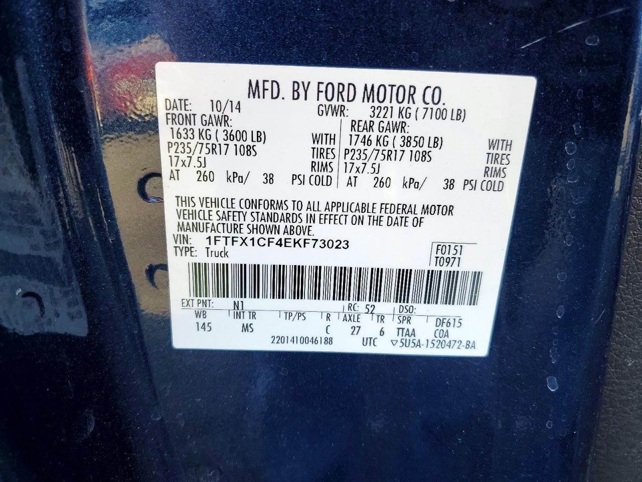 2014 Ford F150 Super Cab Blue vin: 1FTFX1CF4EKF73023