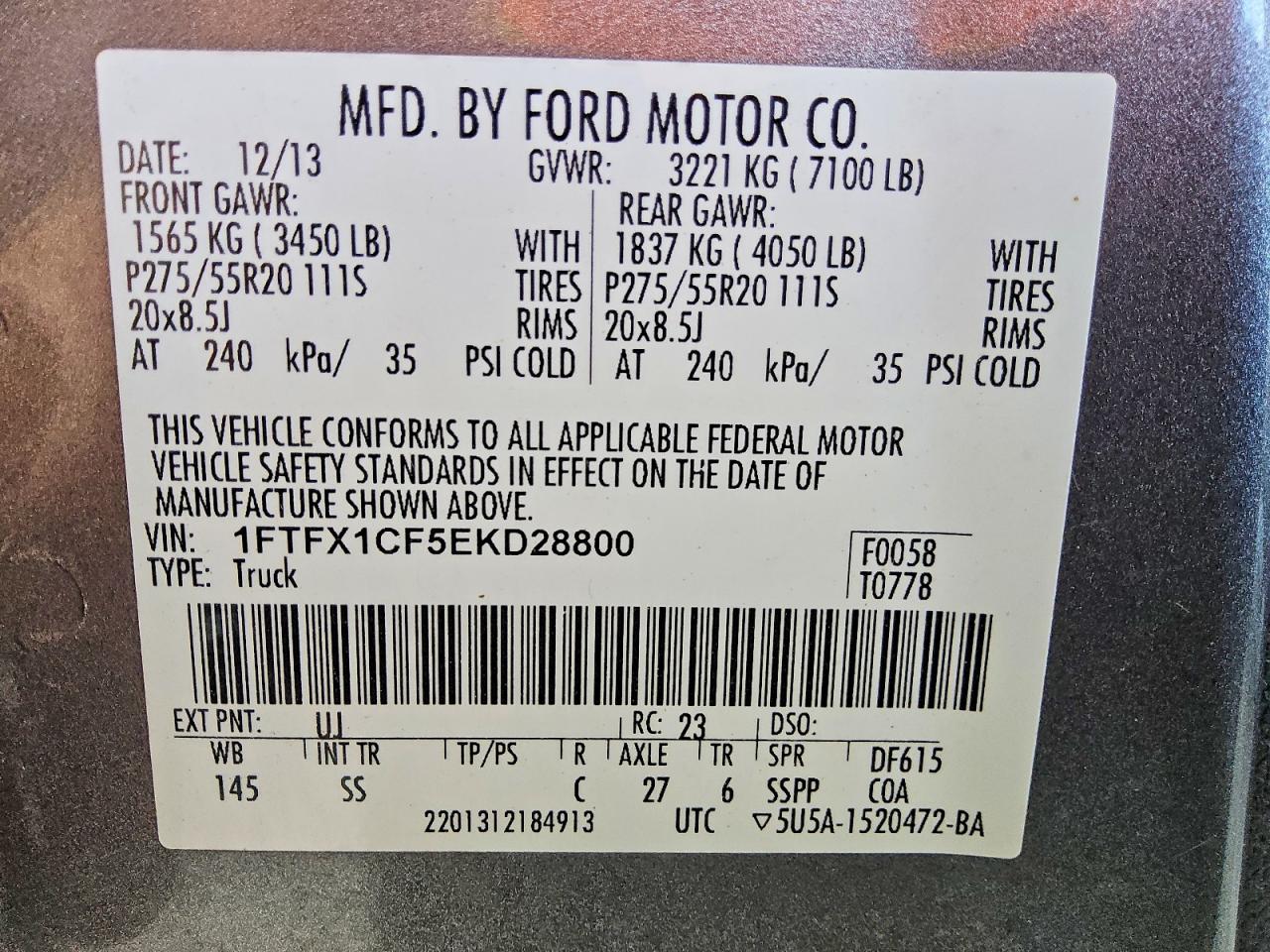 2014 Ford F150 Super Cab Gray vin: 1FTFX1CF5EKD28800