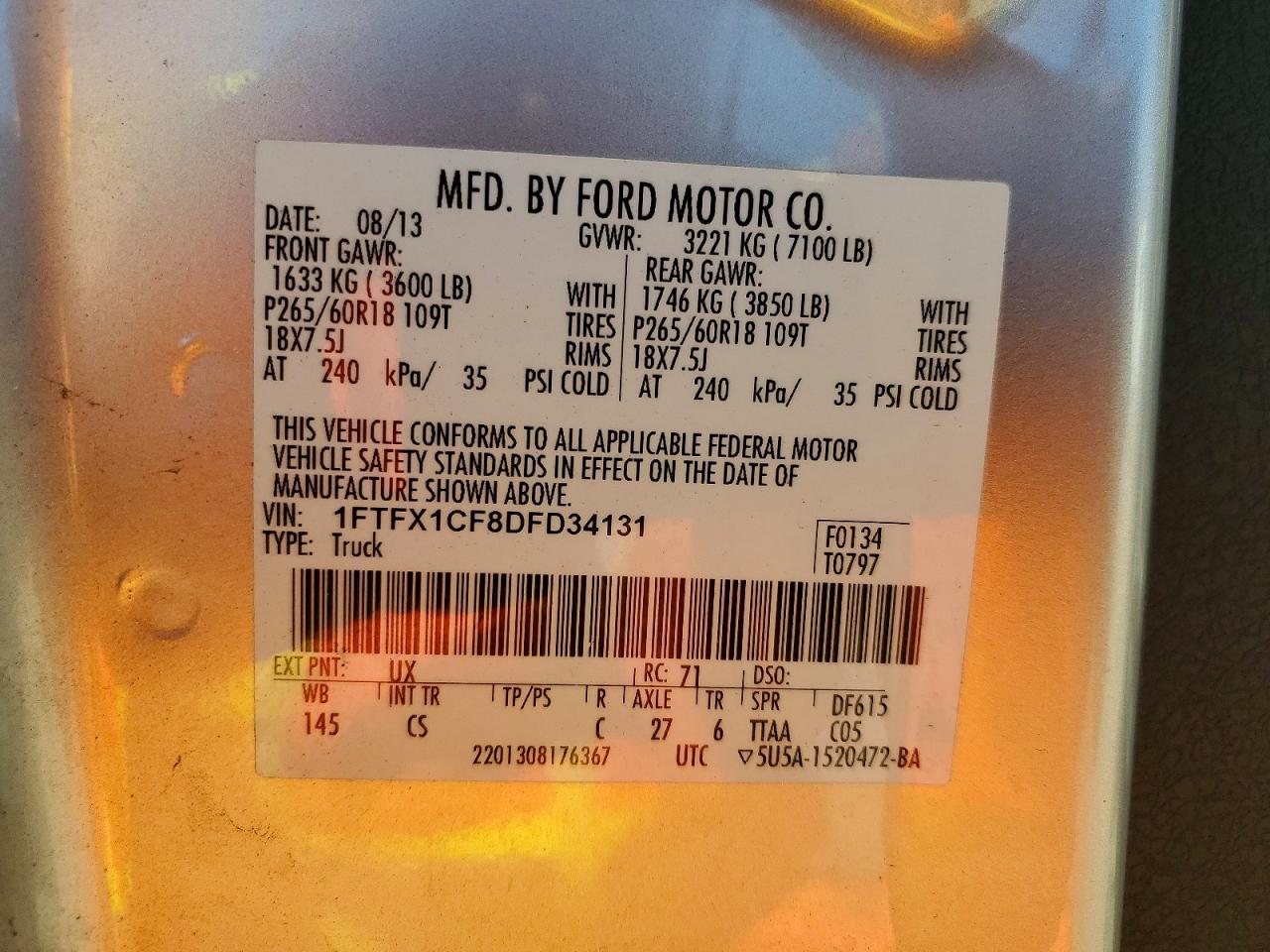 2013 Ford F150 Super Cab Silver vin: 1FTFX1CF8DFD34131
