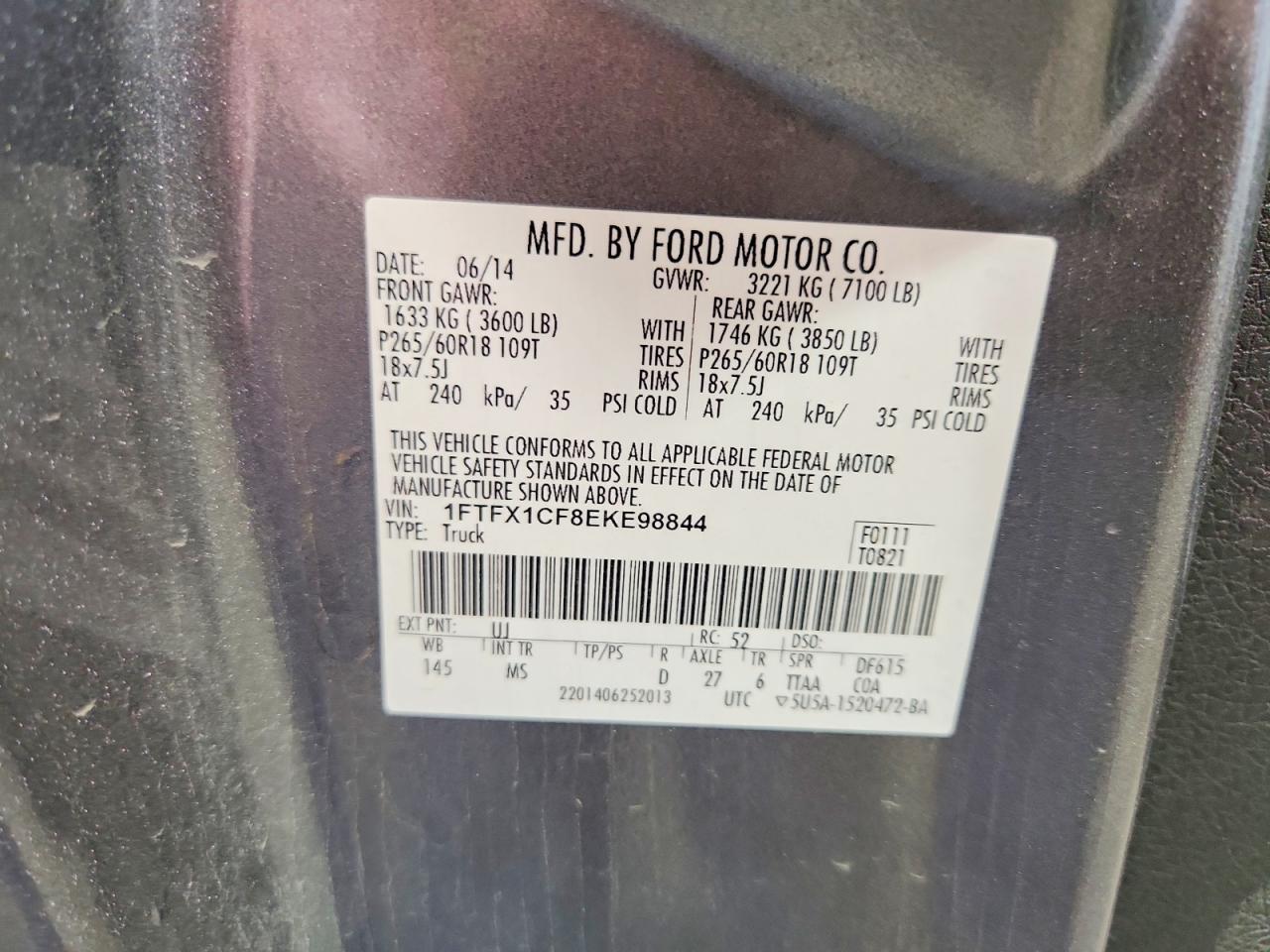 2014 Ford F150 Super Cab Gray vin: 1FTFX1CF8EKE98844