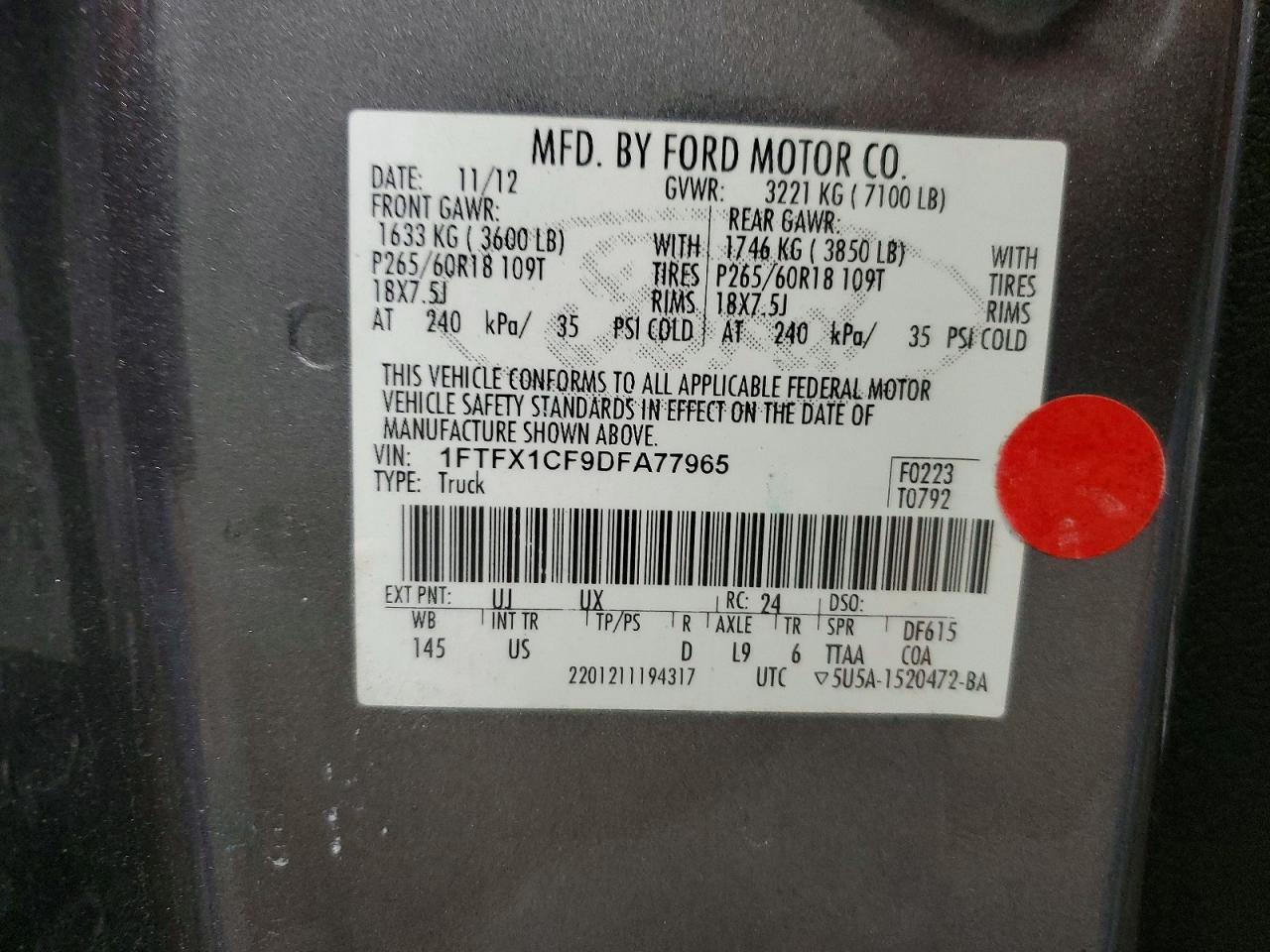2013 Ford F150 Super Cab Gray vin: 1FTFX1CF9DFA77965