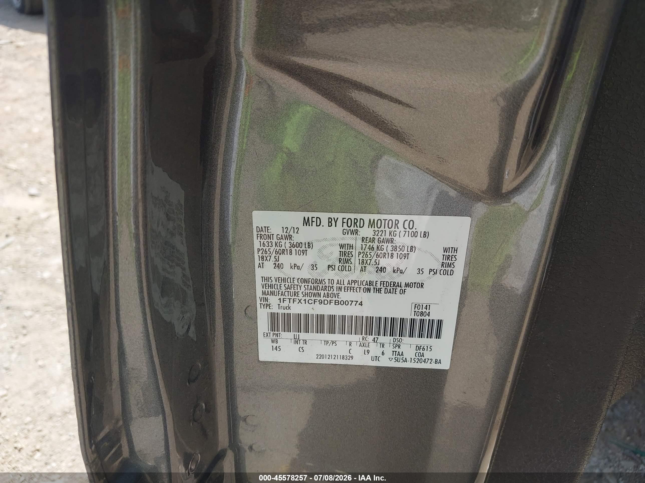 2013 Ford F-150 Stx Gray vin: 1FTFX1CF9DFB00774
