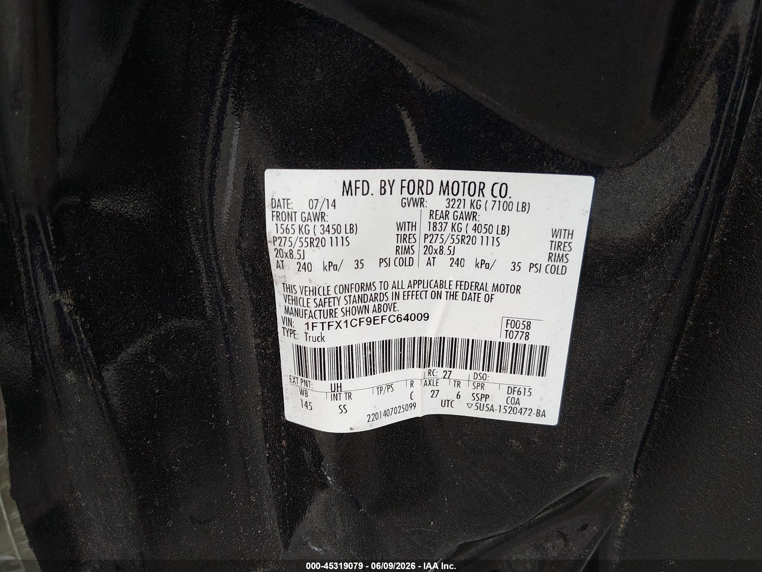 2014 Ford F-150 Stx Black vin: 1FTFX1CF9EFC64009