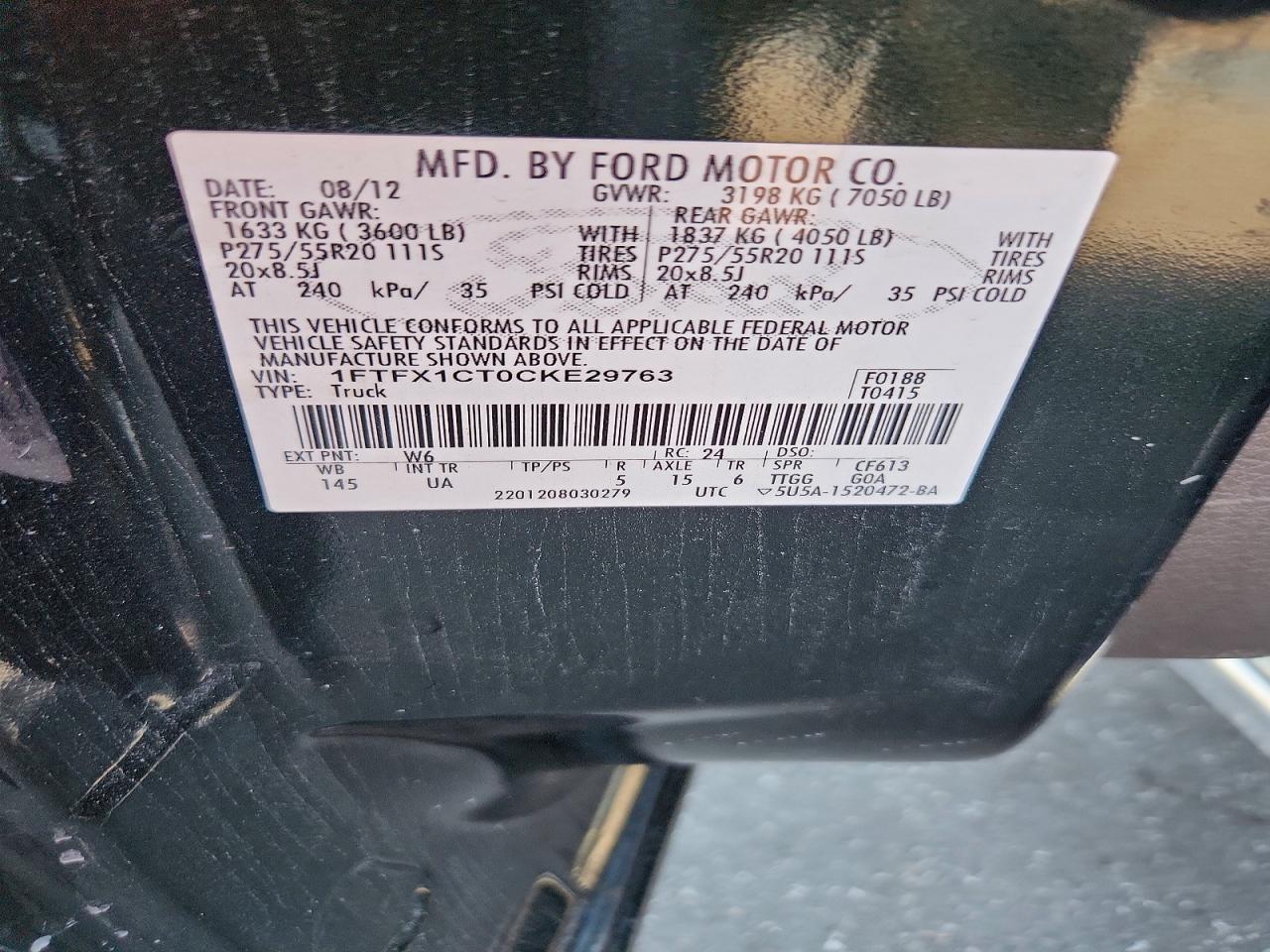 2012 Ford F150 Super Cab Green vin: 1FTFX1CT0CKE29763