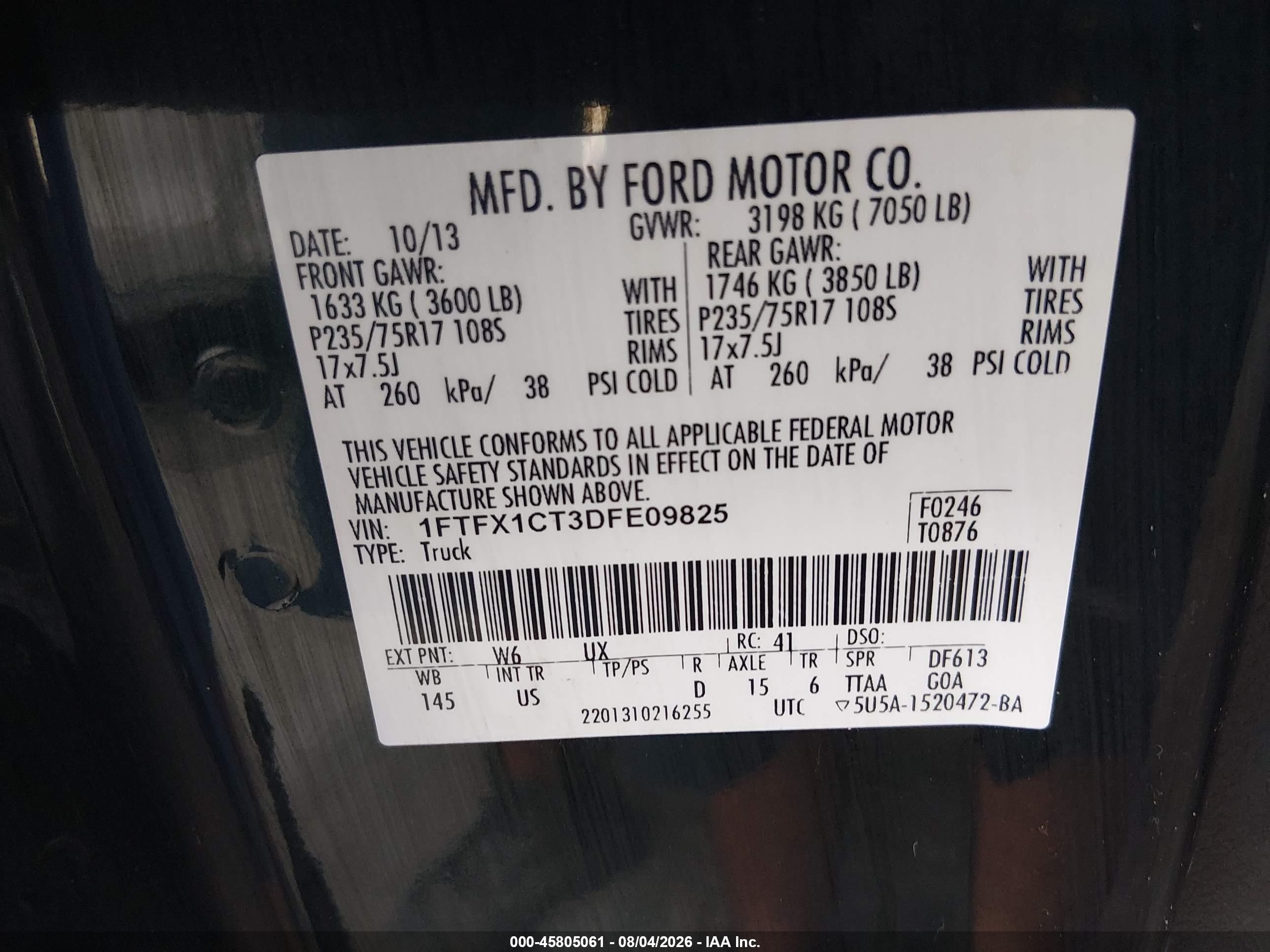 2013 Ford F-150 Xlt Green vin: 1FTFX1CT3DFE09825