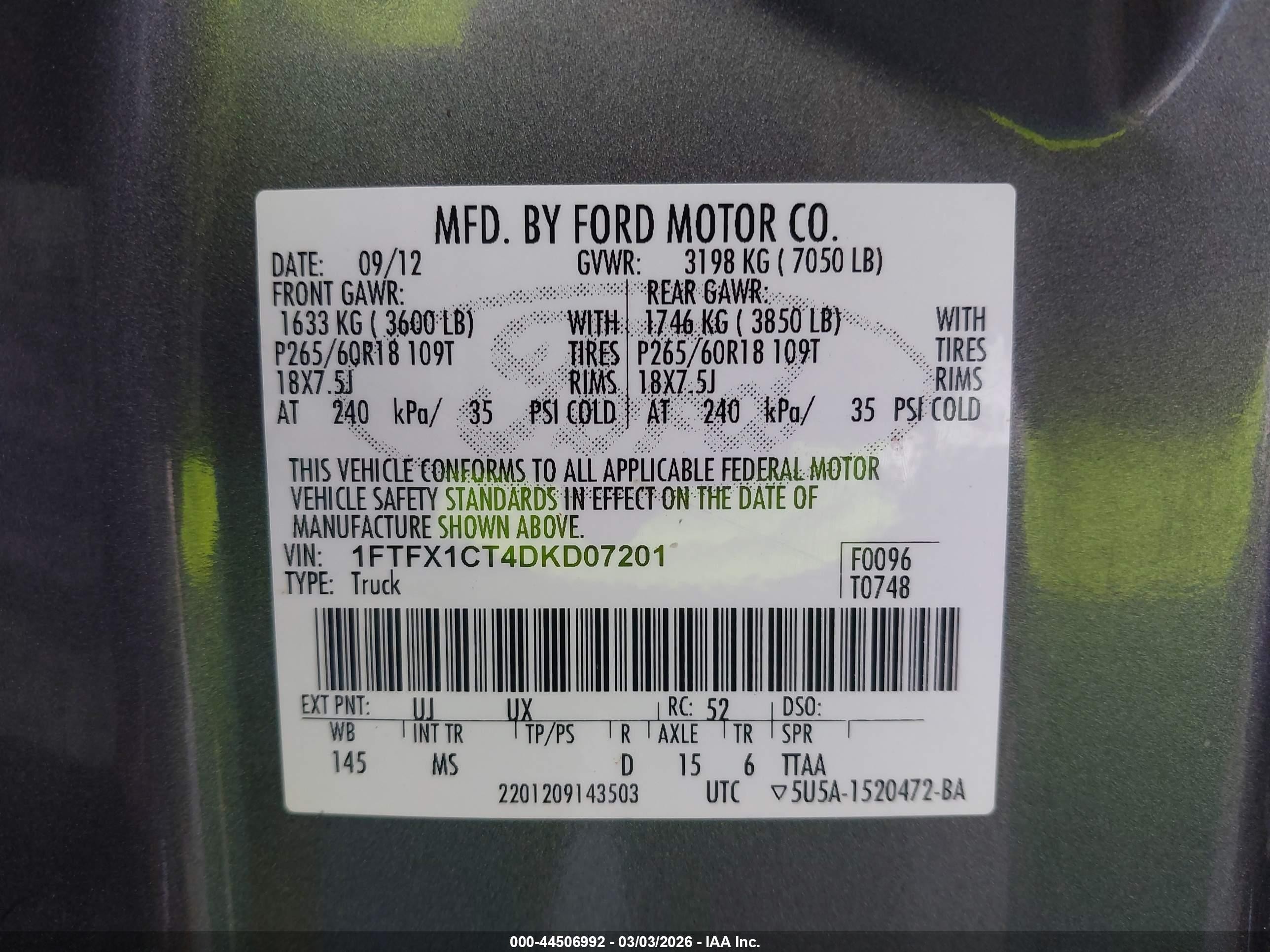 2013 Ford F-150 Xlt Gray vin: 1FTFX1CT4DKD07201
