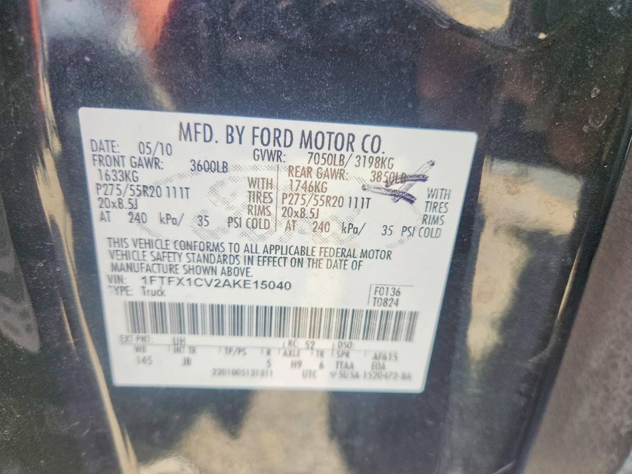 2010 Ford F150 Super Cab Black vin: 1FTFX1CV2AKE15040