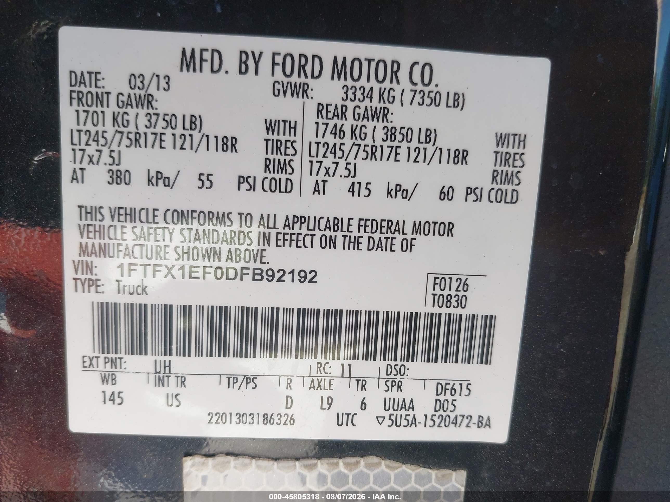 2013 Ford F-150 Xlt Черный vin: 1FTFX1EF0DFB92192