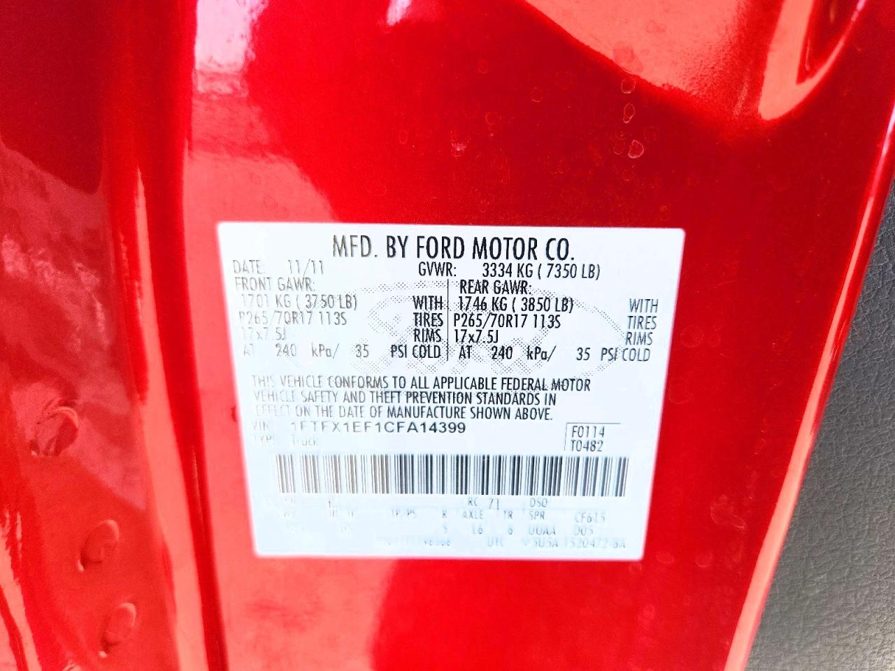 2012 Ford F150 Super Cab Red vin: 1FTFX1EF1CFA14399