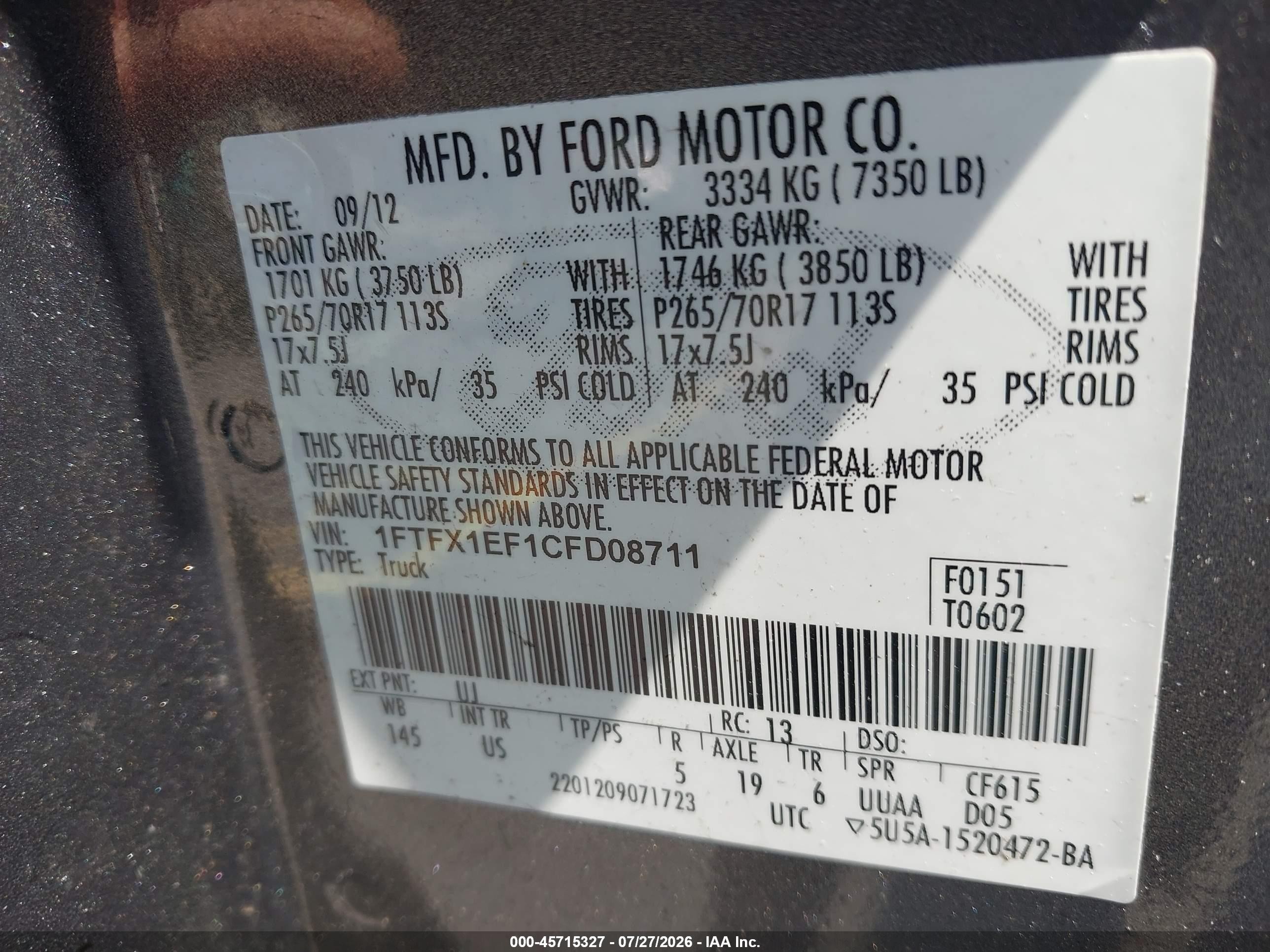 2012 Ford F-150 Xlt Silver vin: 1FTFX1EF1CFD08711