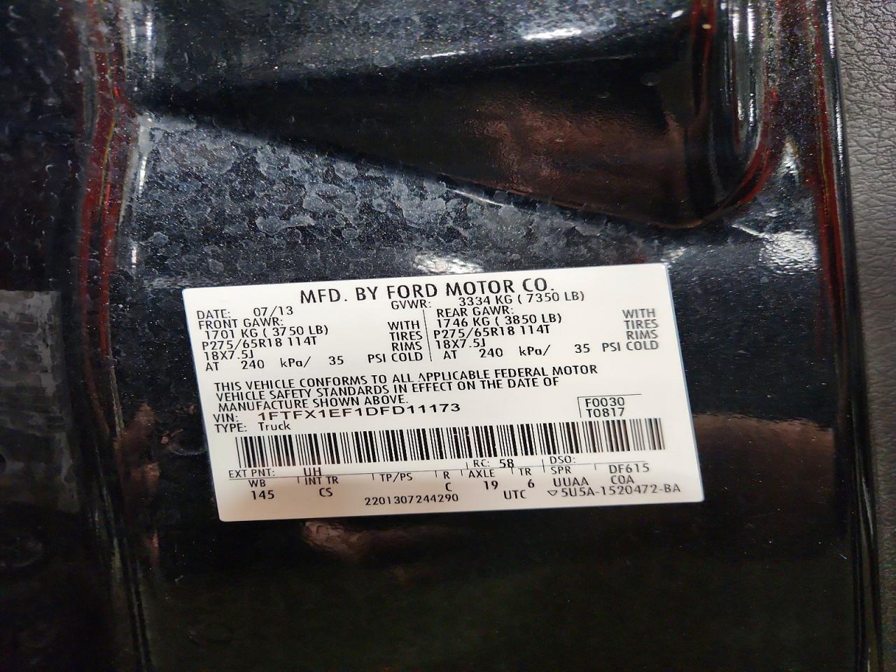 2013 Ford F150 Super Cab Black vin: 1FTFX1EF1DFD11173