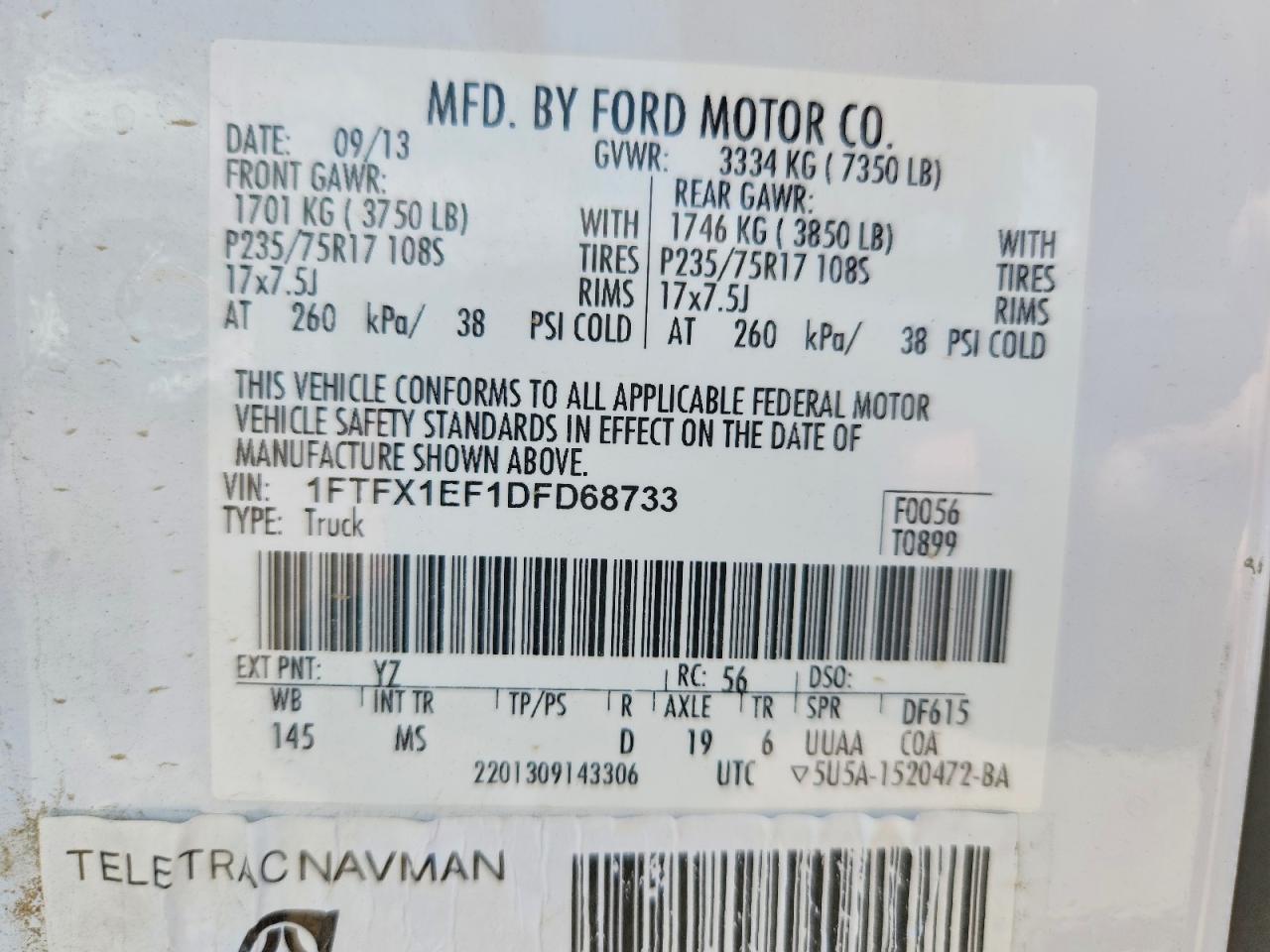 2013 Ford F150 Super Cab White vin: 1FTFX1EF1DFD68733