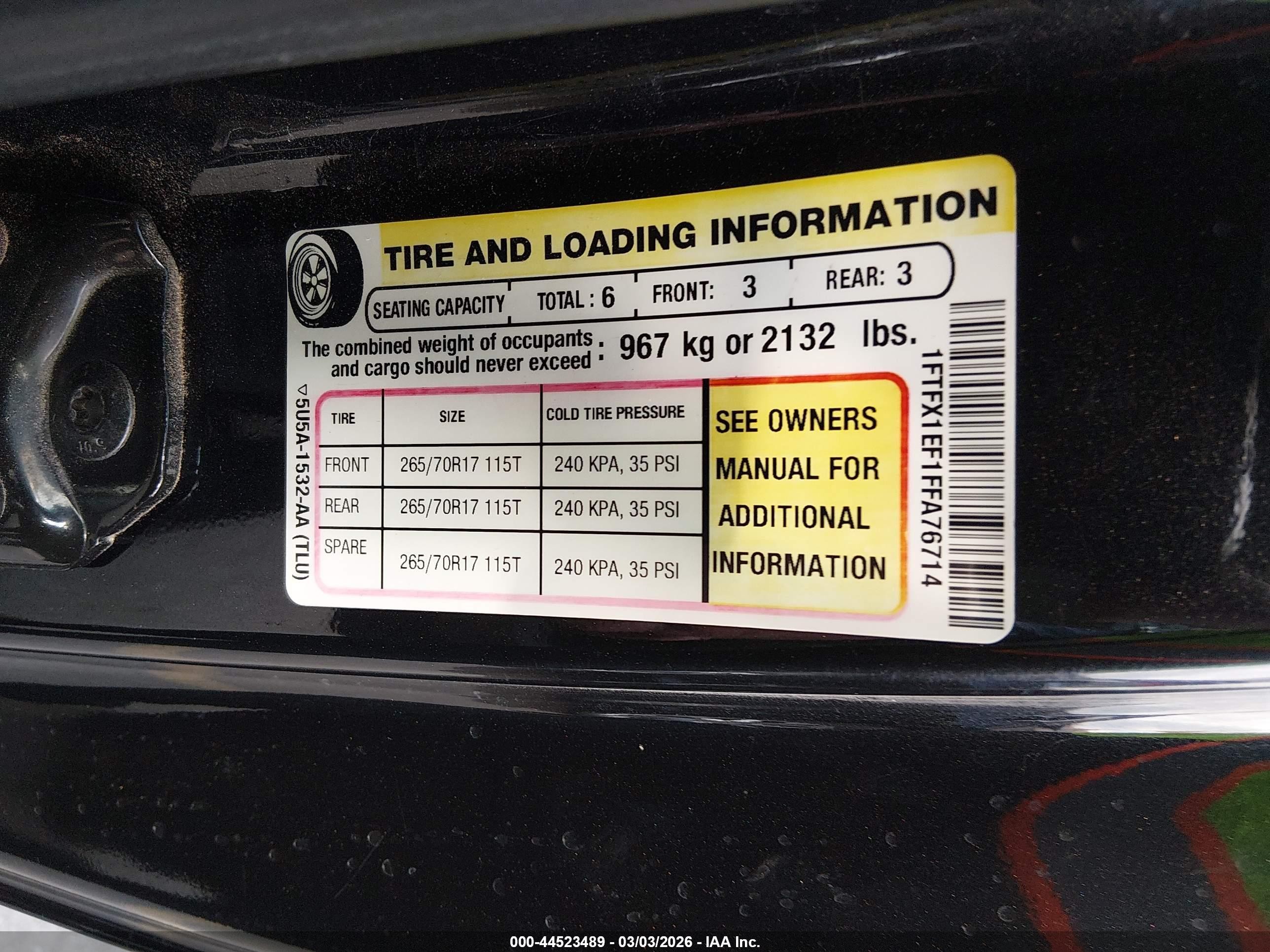 2015 Ford F-150 Xl Черный vin: 1FTFX1EF1FFA76714
