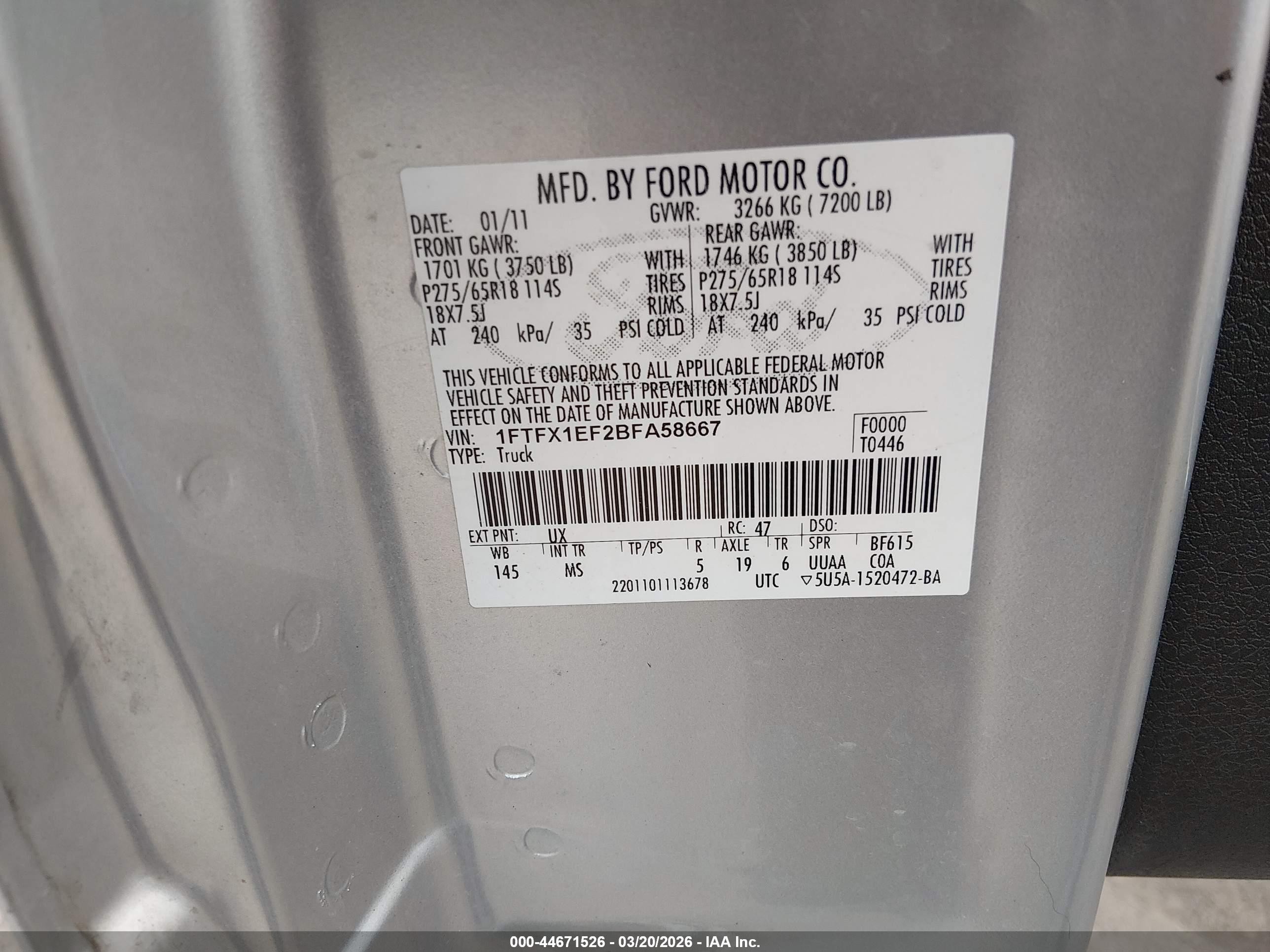 2011 Ford F-150 Xlt Silver vin: 1FTFX1EF2BFA58667