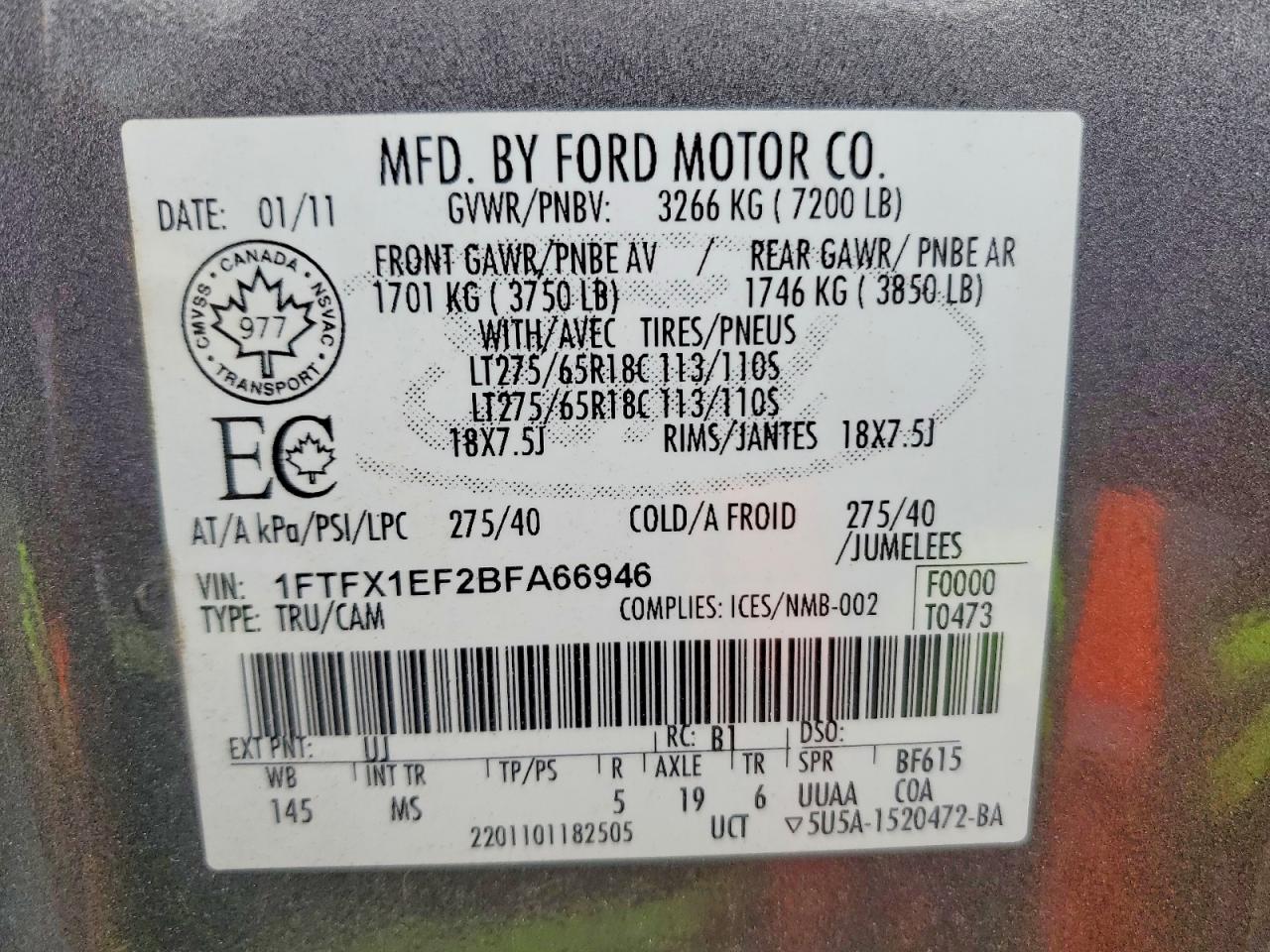 2011 Ford F150 Super Cab Gray vin: 1FTFX1EF2BFA66946